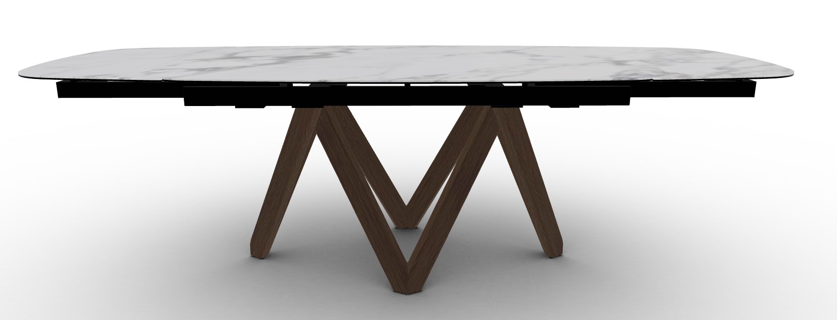 Cartesio W65"-95" Rectangular Ceramic/Wood Extendable Dining Table w/Rounded Corners