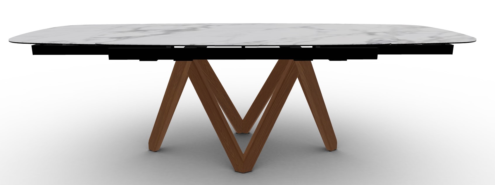 Cartesio W65"-95" Rectangular Ceramic/Wood Extendable Dining Table w/Rounded Corners