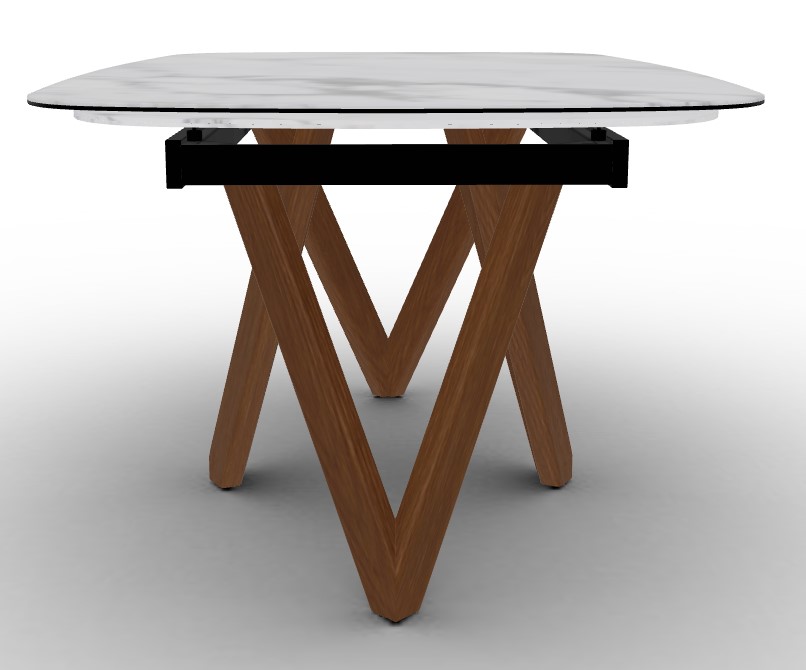 Cartesio W65"-95" Rectangular Ceramic/Wood Extendable Dining Table w/Rounded Corners
