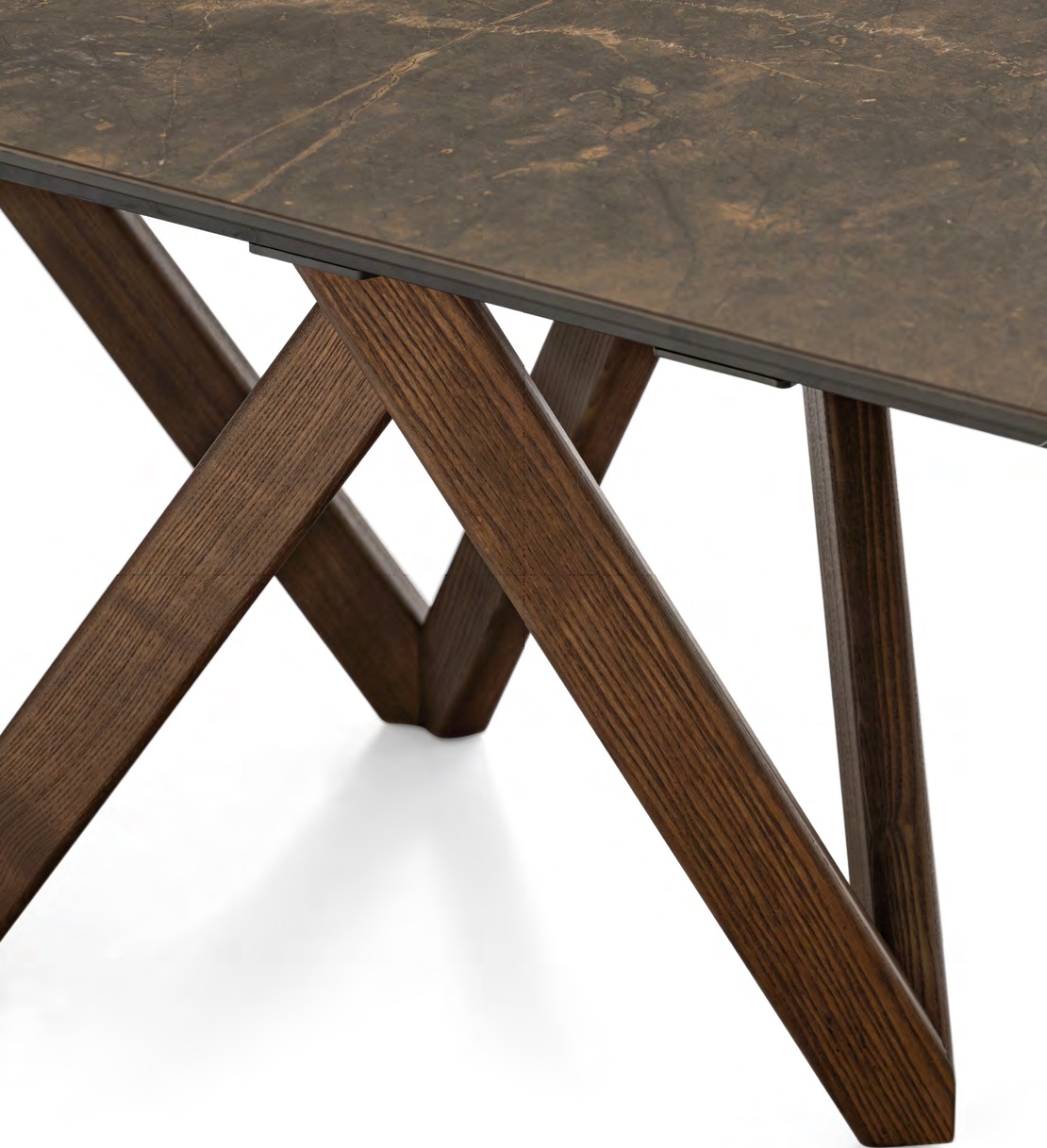 Cartesio W65"-95" Rectangular Ceramic/Wood Extendable Dining Table w/Rounded Corners