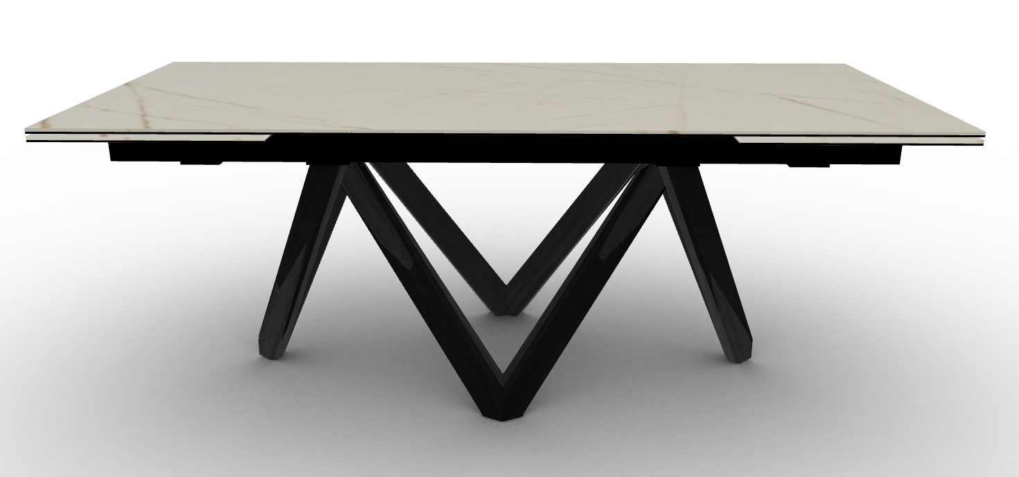 Cartesio W78.8"-118.1" Rectangular Ceramic/Wood Extendable Dining Table
