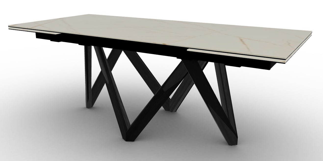 Cartesio W78.8"-118.1" Rectangular Ceramic/Wood Extendable Dining Table