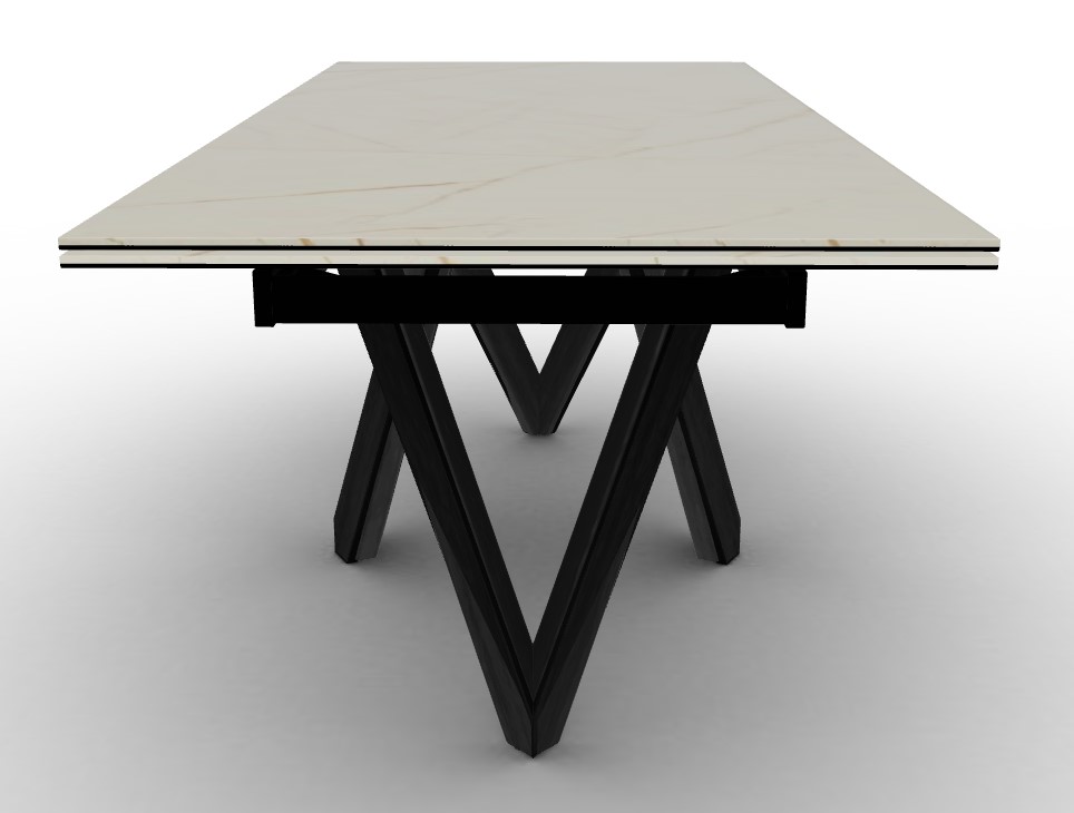 Cartesio W78.8"-118.1" Rectangular Ceramic/Wood Extendable Dining Table