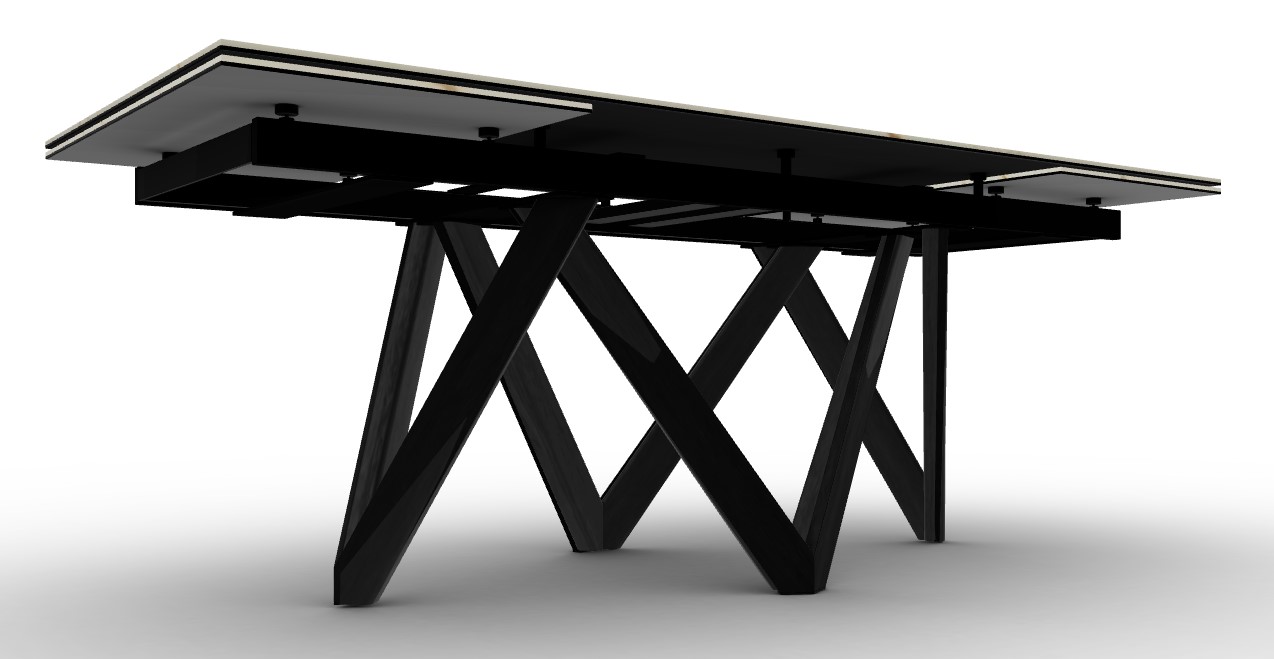 Cartesio W78.8"-118.1" Rectangular Ceramic/Wood Extendable Dining Table
