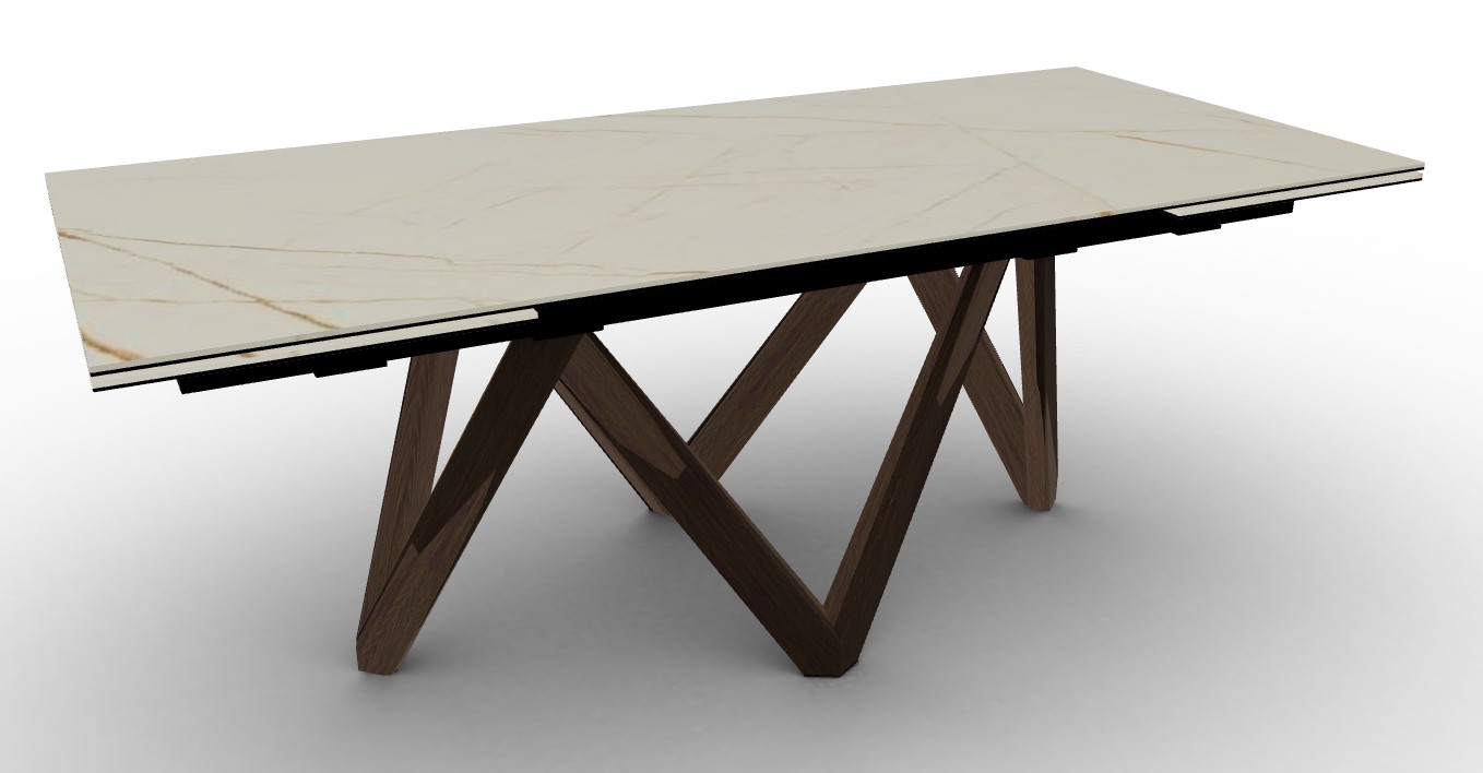 Cartesio W78.8"-118.1" Rectangular Ceramic/Wood Extendable Dining Table