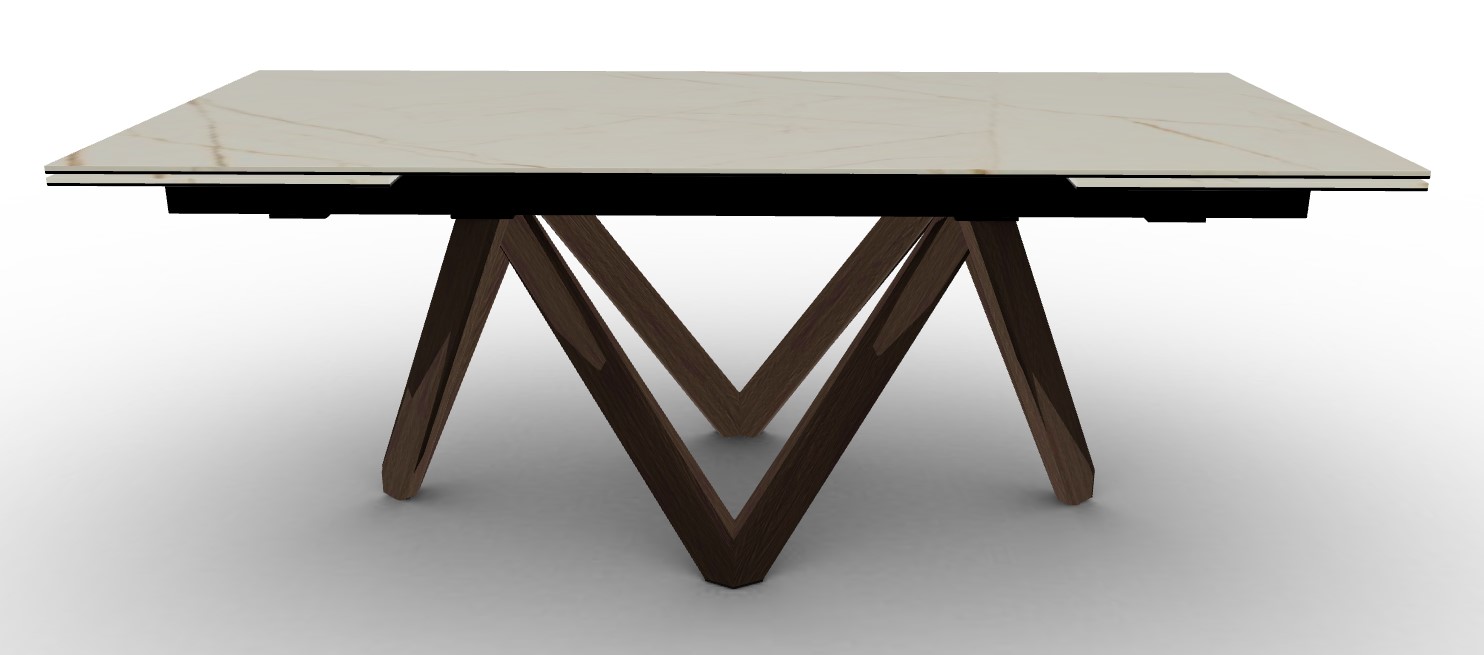 Cartesio W78.8"-118.1" Rectangular Ceramic/Wood Extendable Dining Table