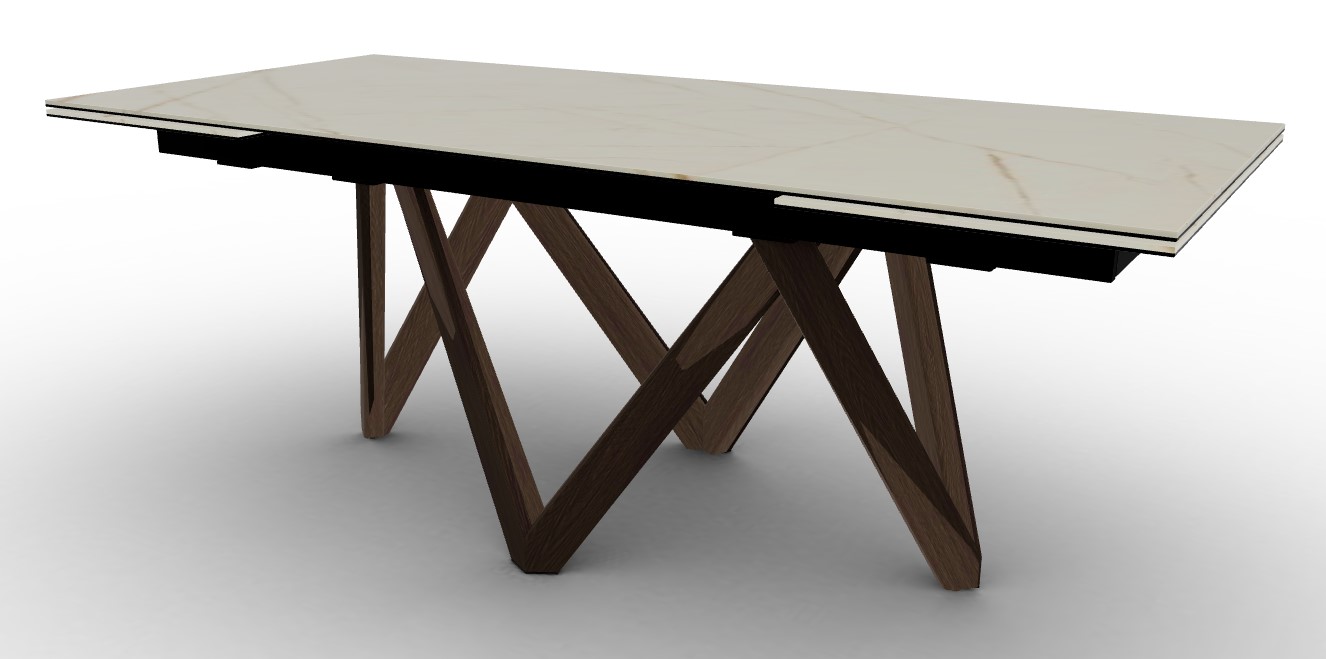Cartesio W78.8"-118.1" Rectangular Ceramic/Wood Extendable Dining Table