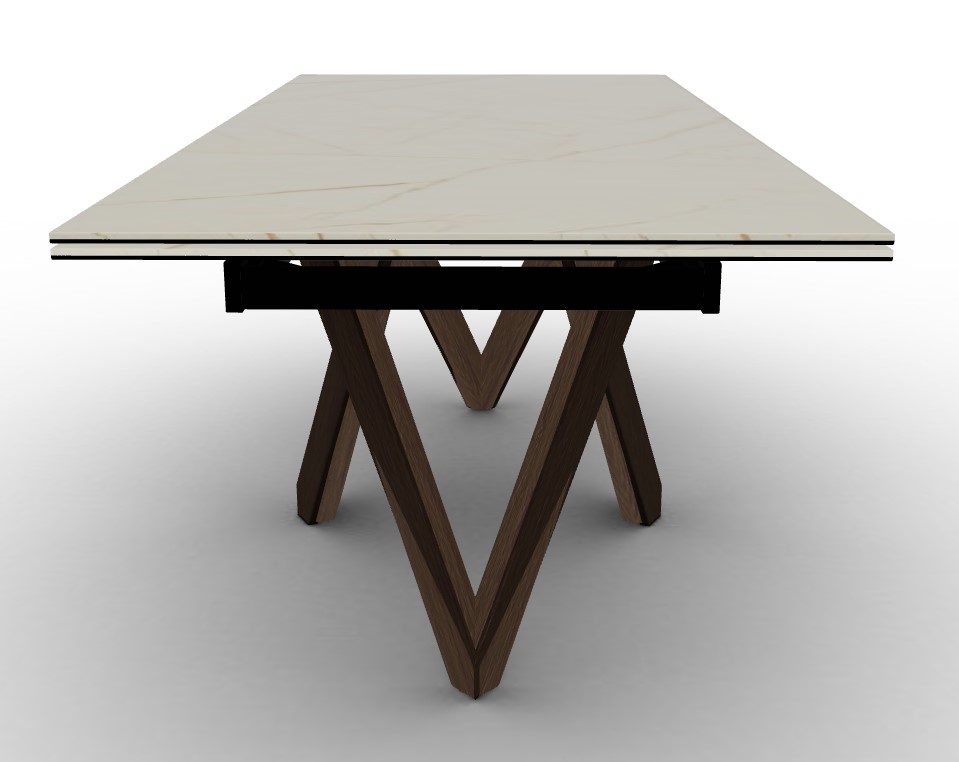 Cartesio W78.8"-118.1" Rectangular Ceramic/Wood Extendable Dining Table