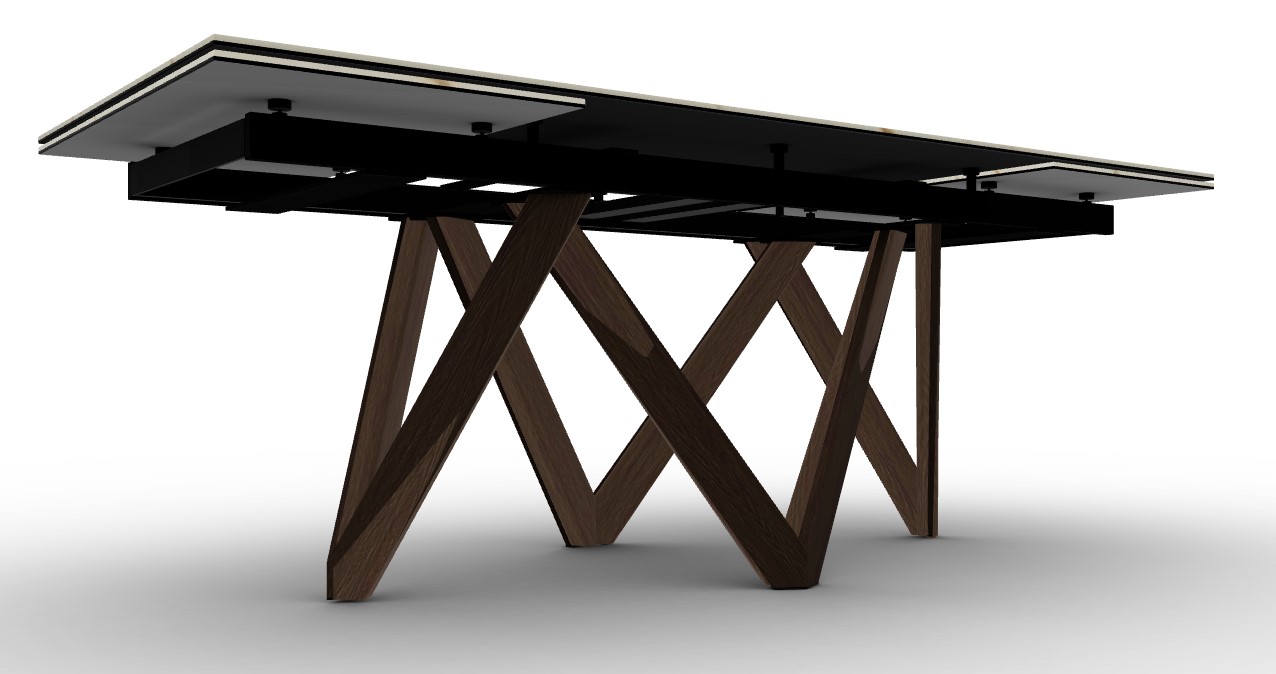 Cartesio W78.8"-118.1" Rectangular Ceramic/Wood Extendable Dining Table
