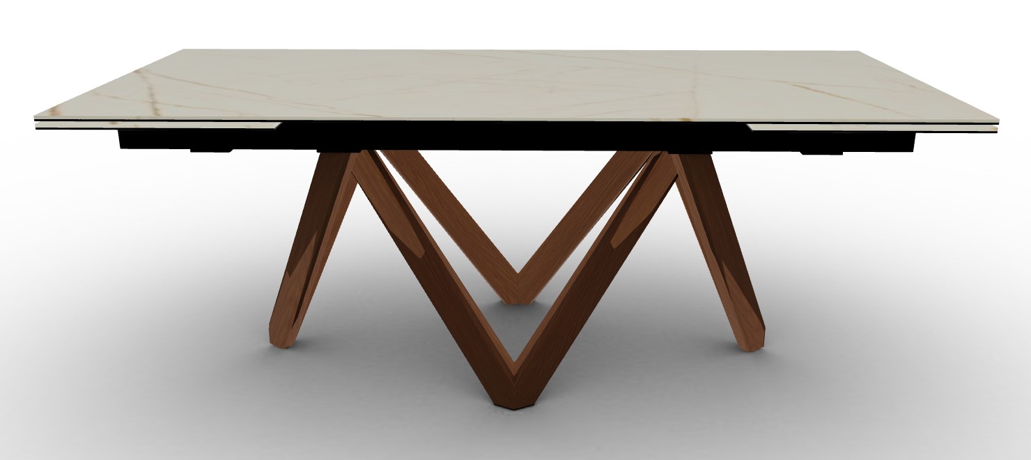Cartesio W78.8"-118.1" Rectangular Ceramic/Wood Extendable Dining Table