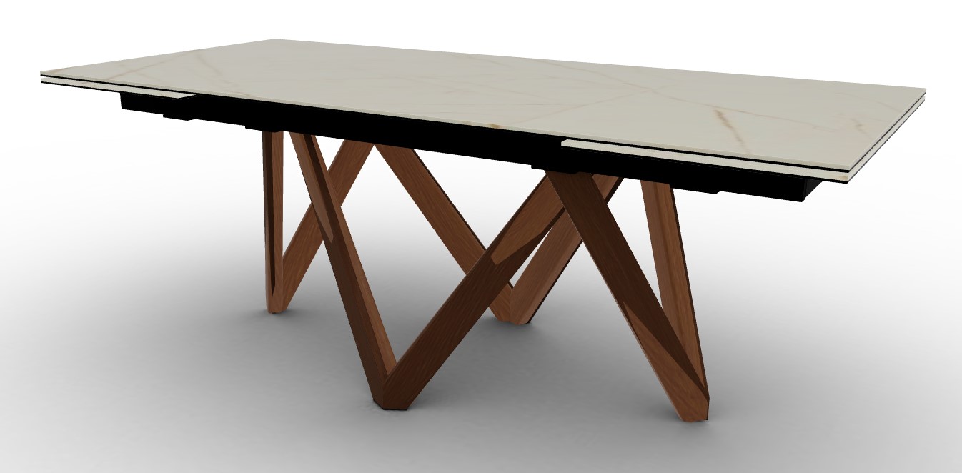 Cartesio W78.8"-118.1" Rectangular Ceramic/Wood Extendable Dining Table