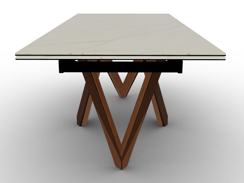 Cartesio W78.8"-118.1" Rectangular Ceramic/Wood Extendable Dining Table