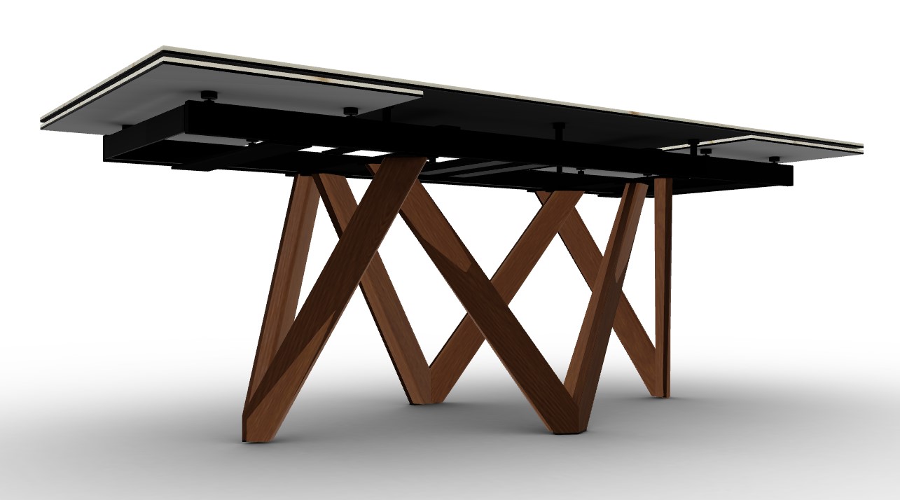 Cartesio W78.8"-118.1" Rectangular Ceramic/Wood Extendable Dining Table