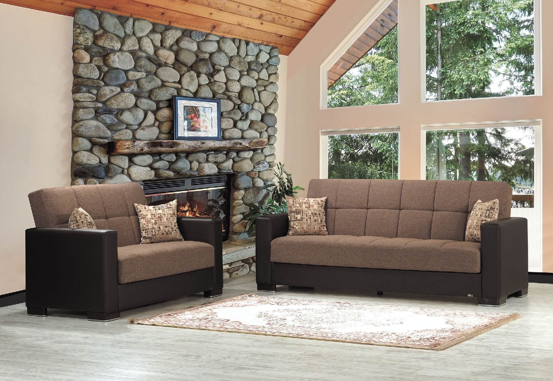 Armada Fabric/PU Living Room Set