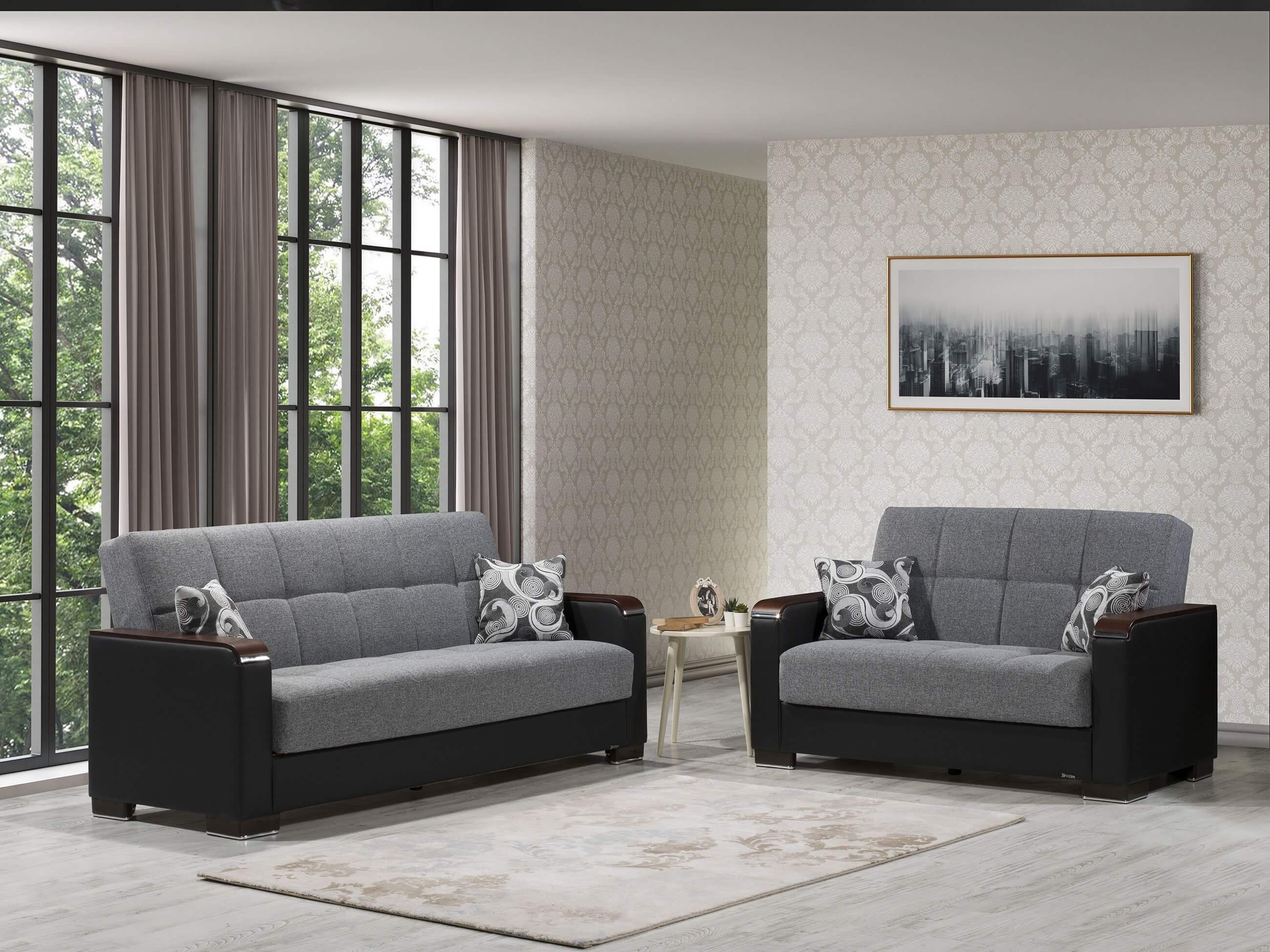 Armada X Fabric/PU Convertible Loveseat
