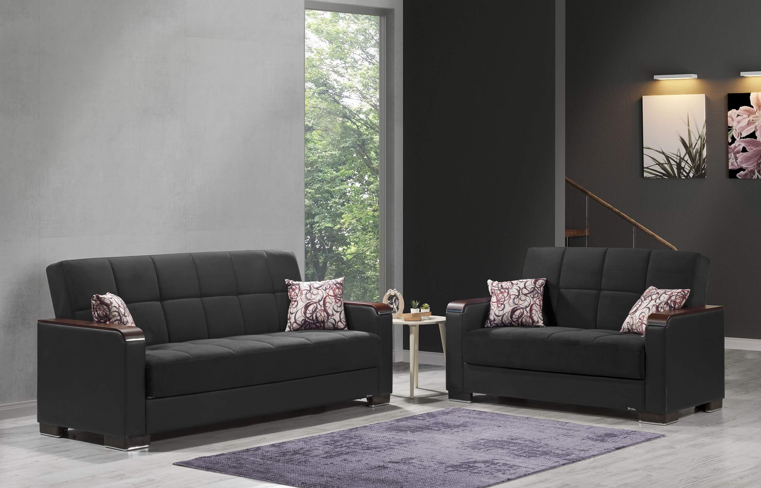 Armada X Fabric/PU Convertible Loveseat