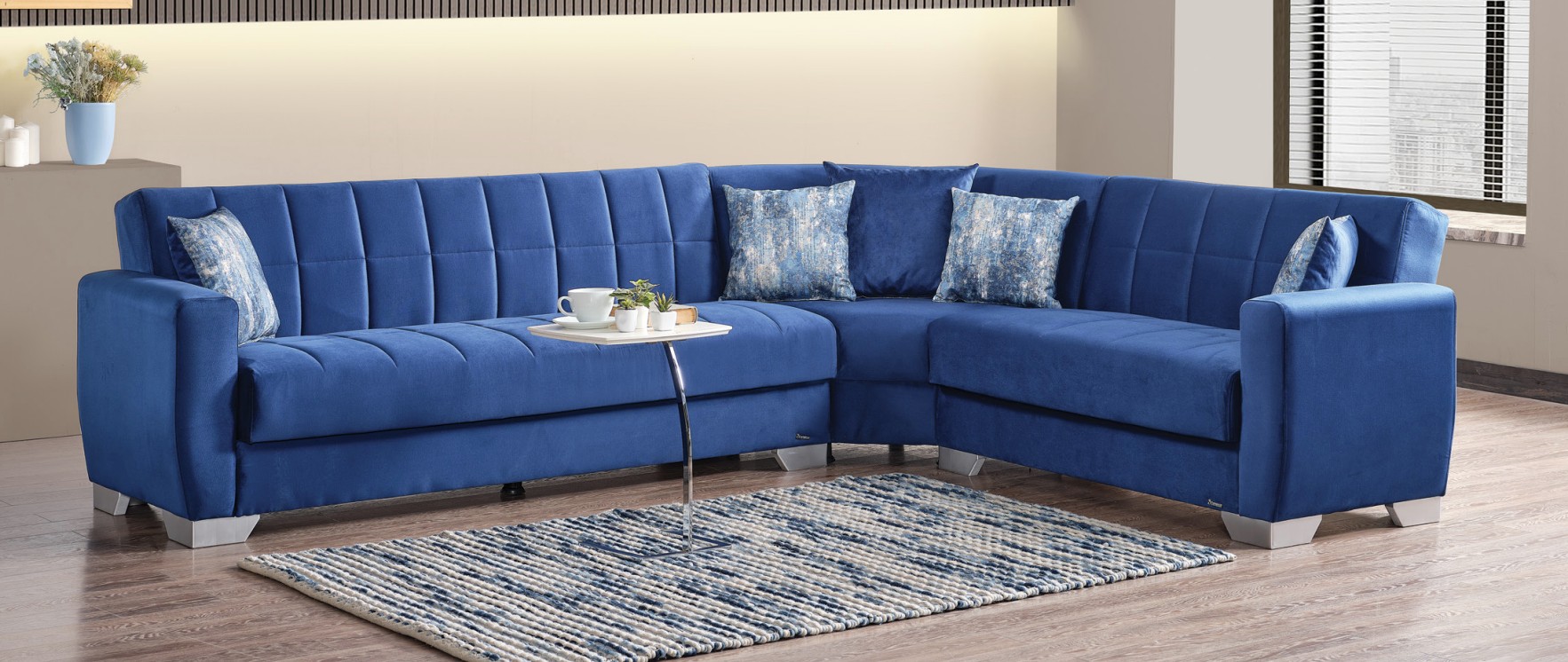 Barato Large L-Shaped Sectional Sofa with Channel Tufting and Plaid Pillows, Compostion 1