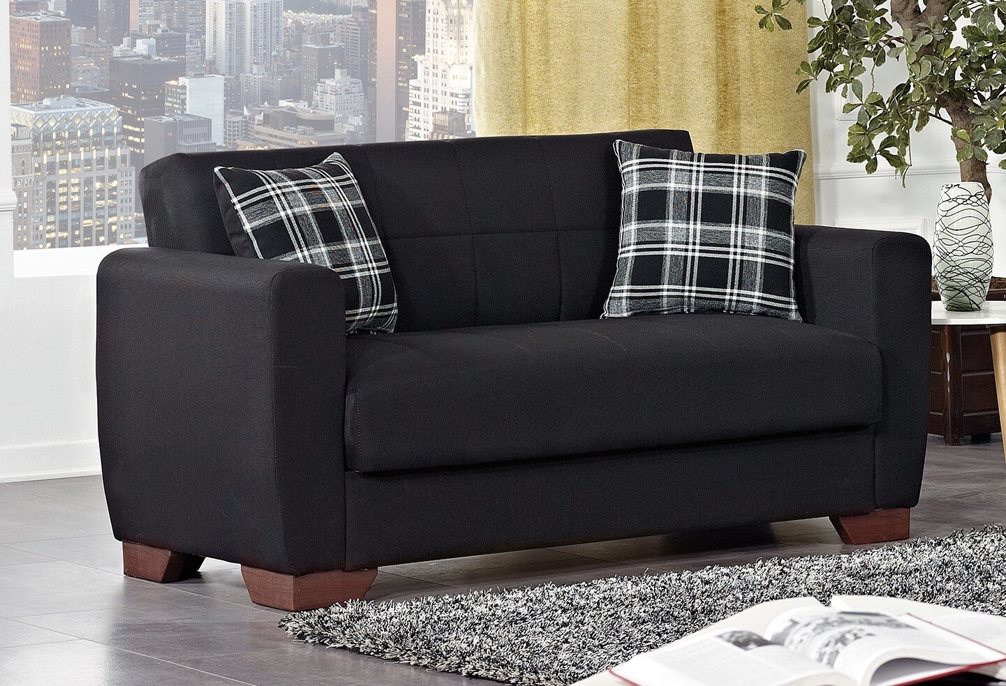 Barato Fabric Convertible Loveseat - Thumbnail 3