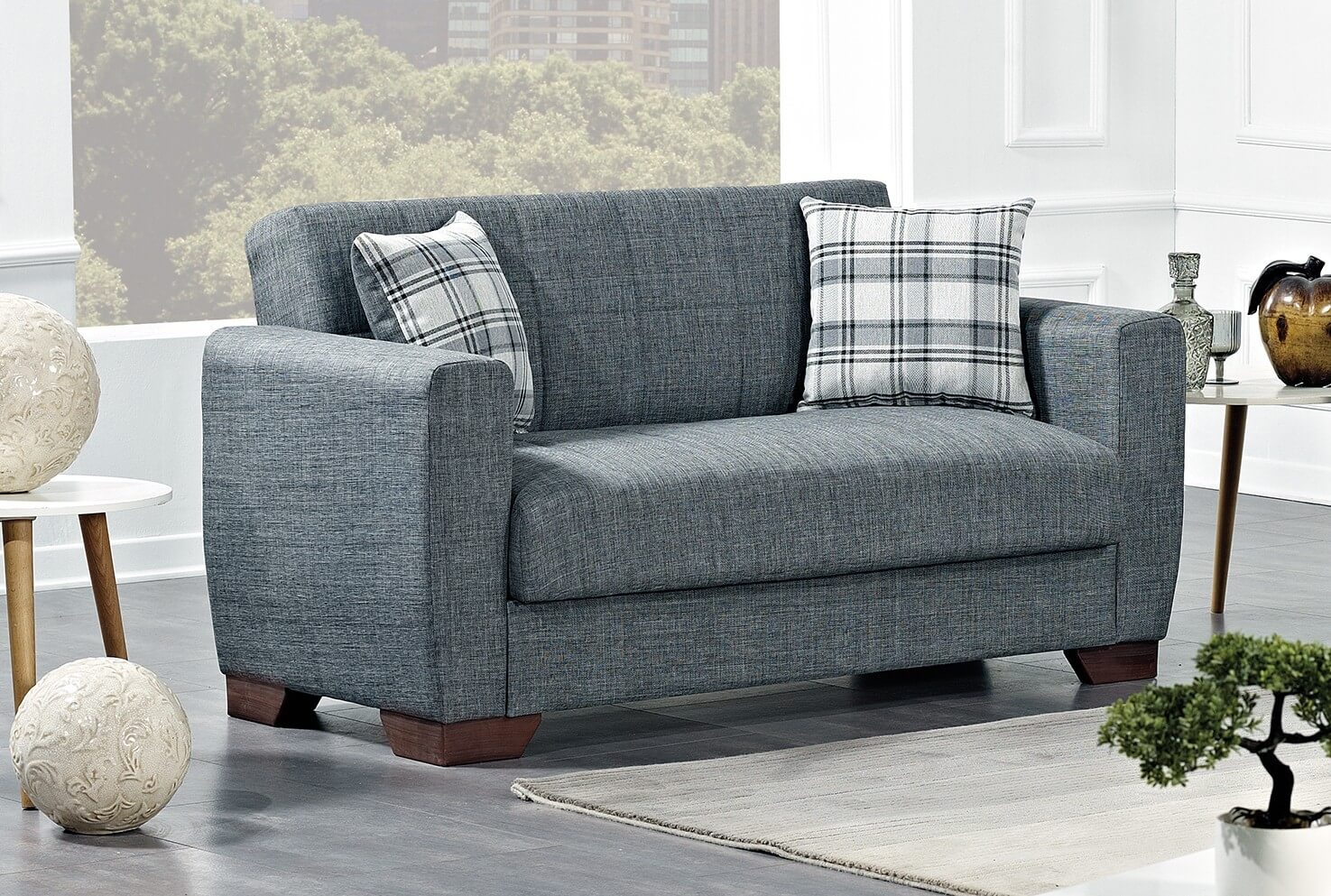 Barato Fabric Convertible Loveseat - Thumbnail 2