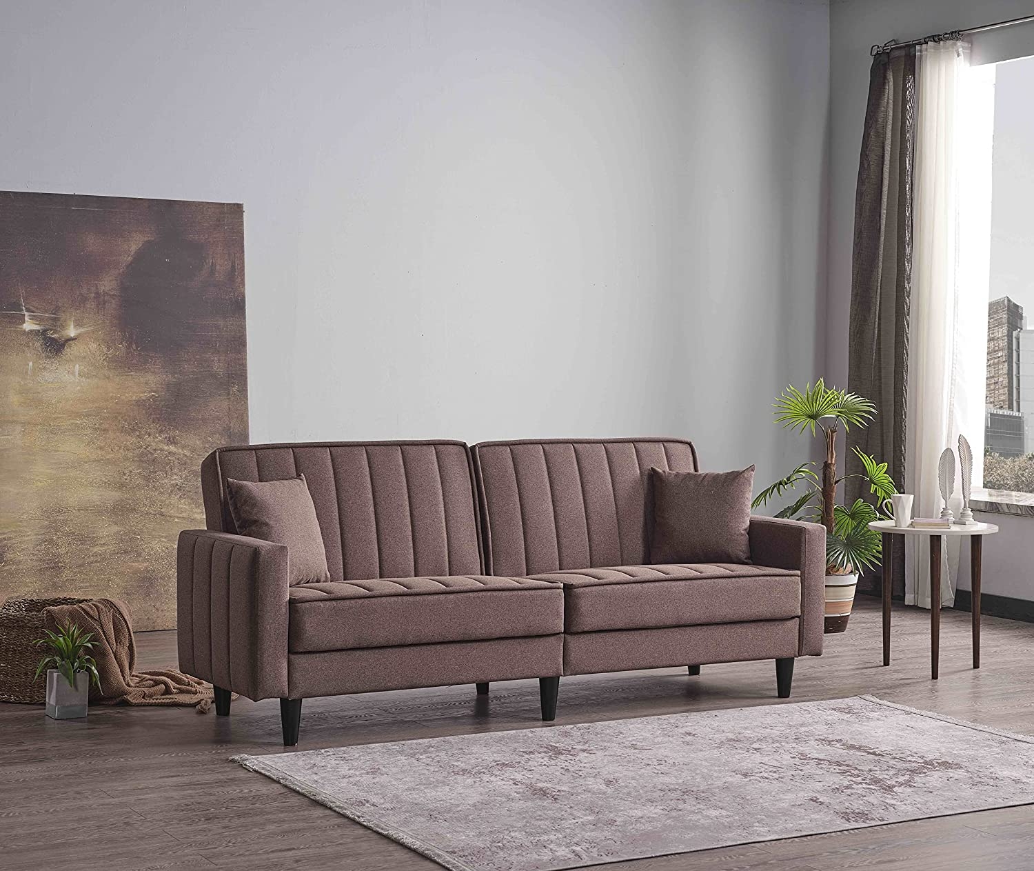 Leo Fabric/PU Convertible Sofabed