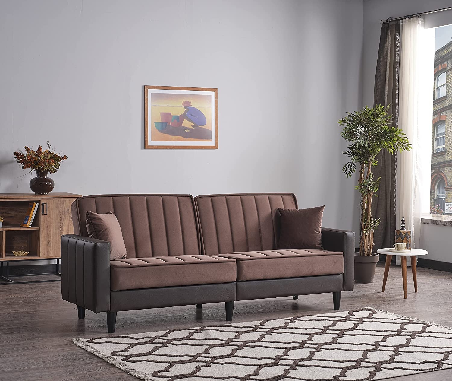 Leo Fabric/PU Convertible Sofabed
