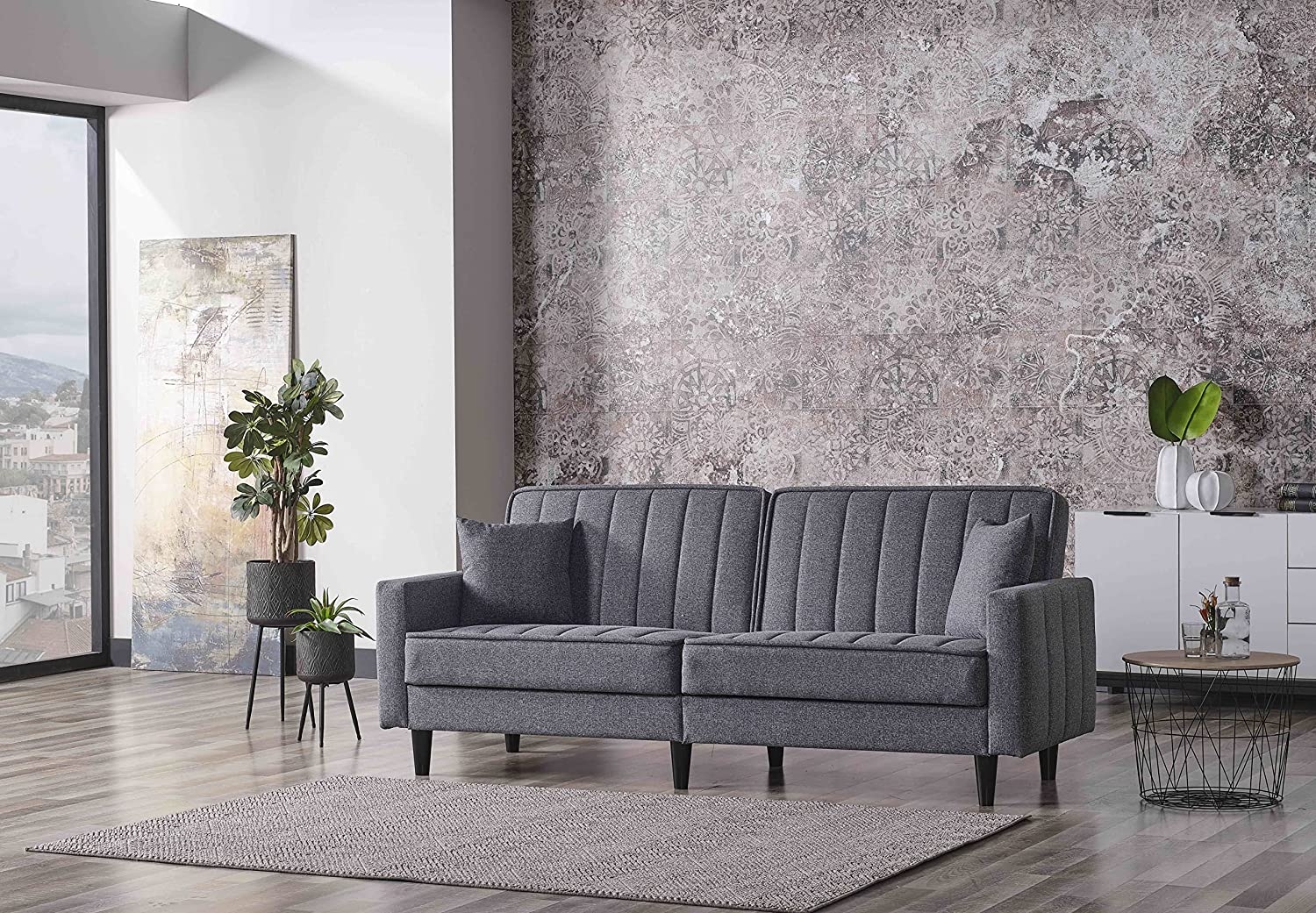Leo Chenille Fabric Convertible Sofabed