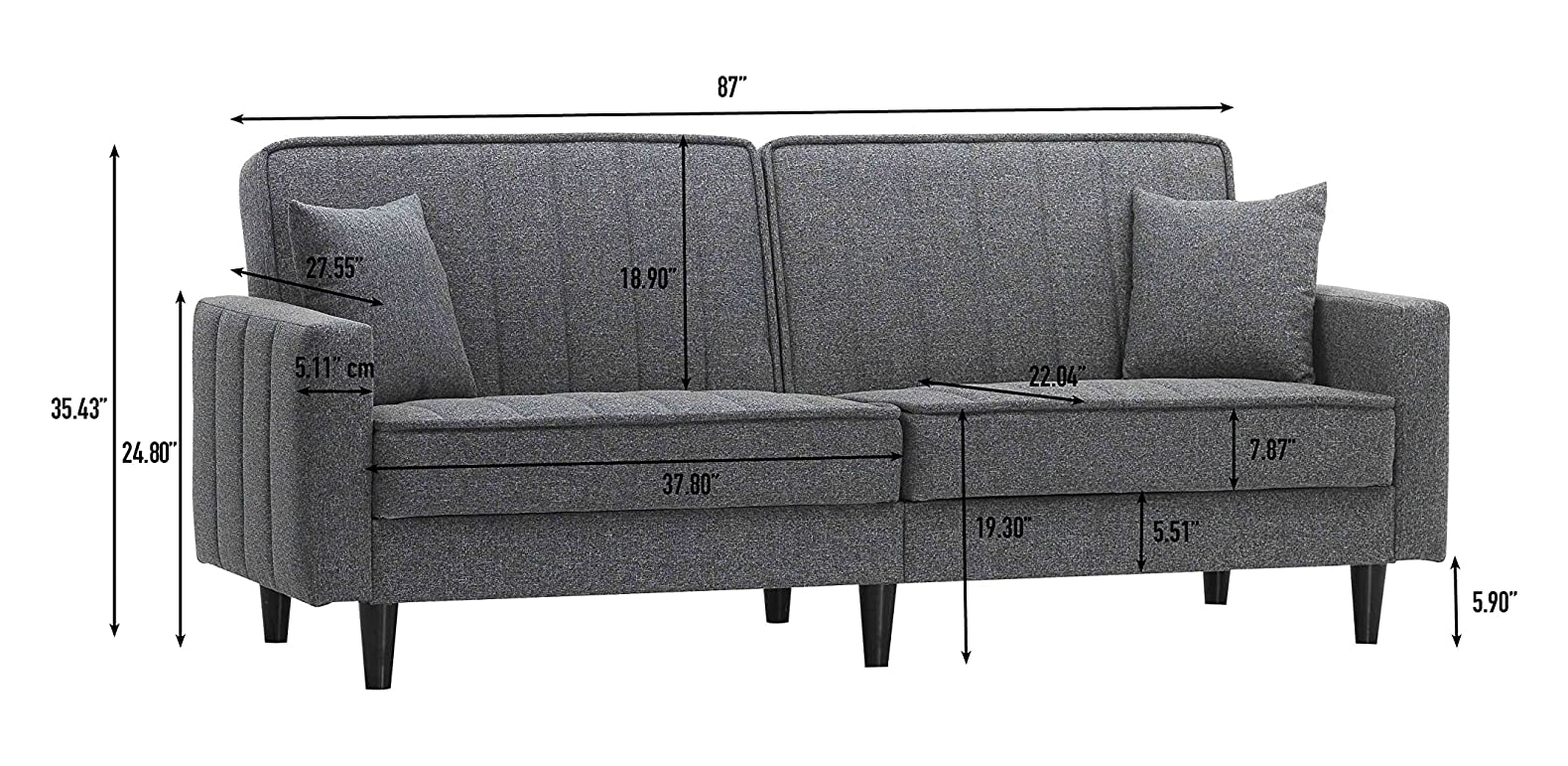 Leo Chenille Fabric Convertible Sofabed