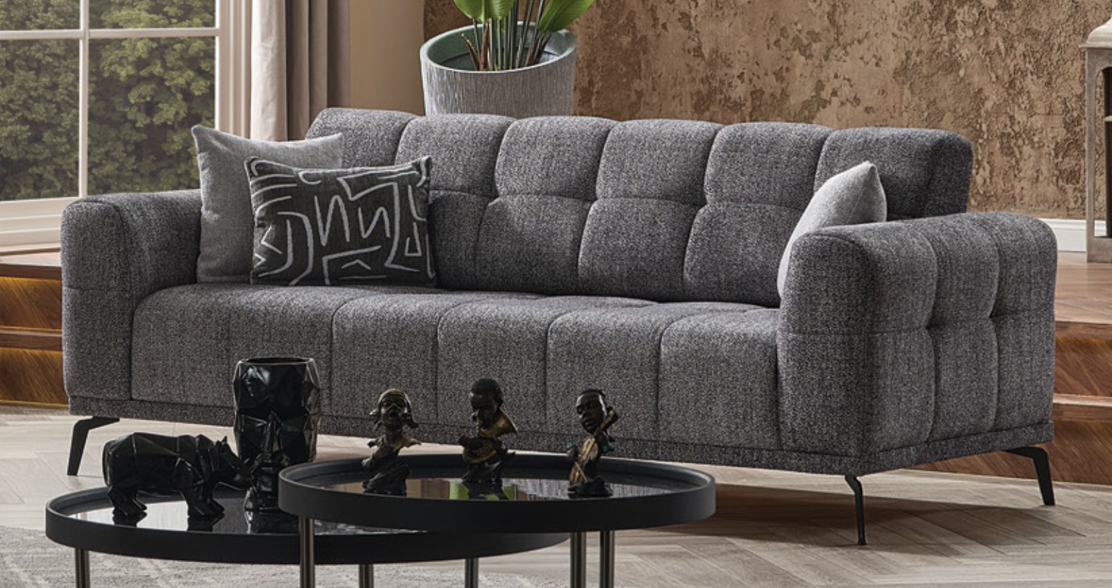 Modena Polyester Convertible Sofa