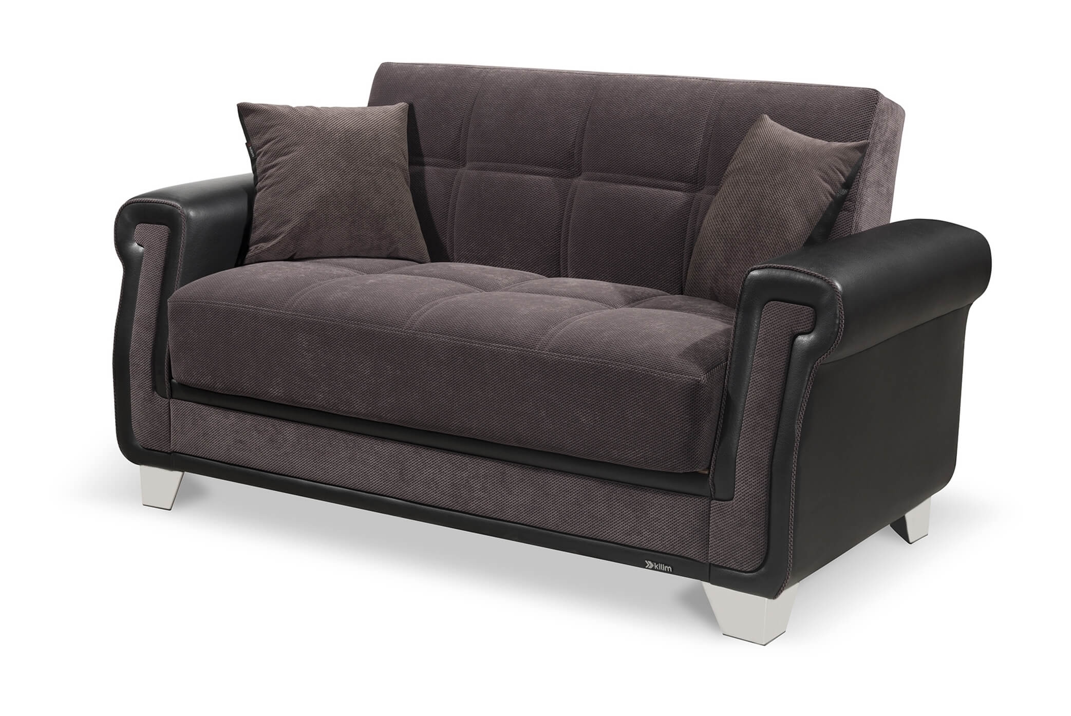 Proline Fabric/Leatherette Convertible Loveseat