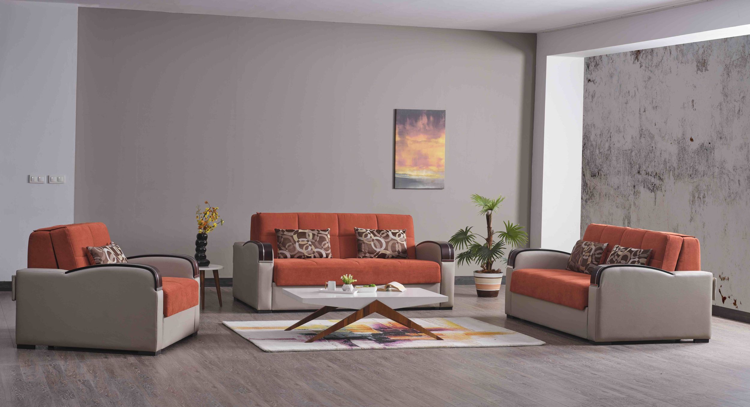 Sleep Plus Fabric/PU Living Room Set