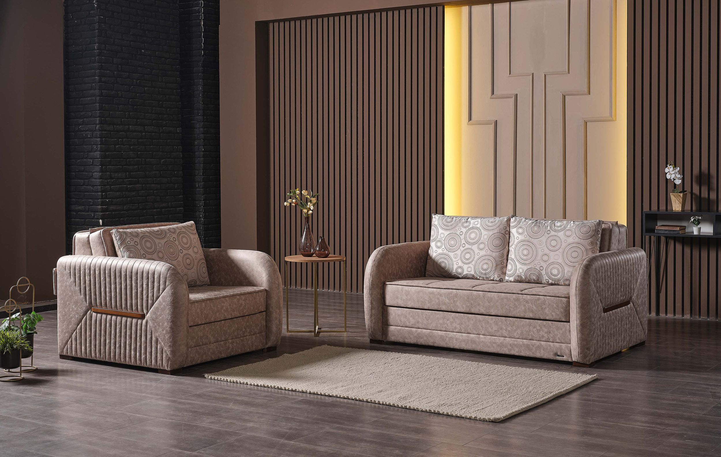Speedy Fabric Convertible Living Room Set