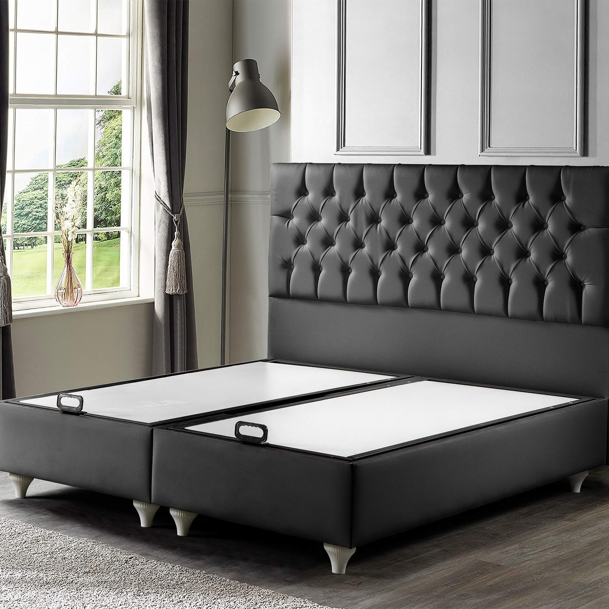 Casabed PU Tufted Platform Twin Size Bed