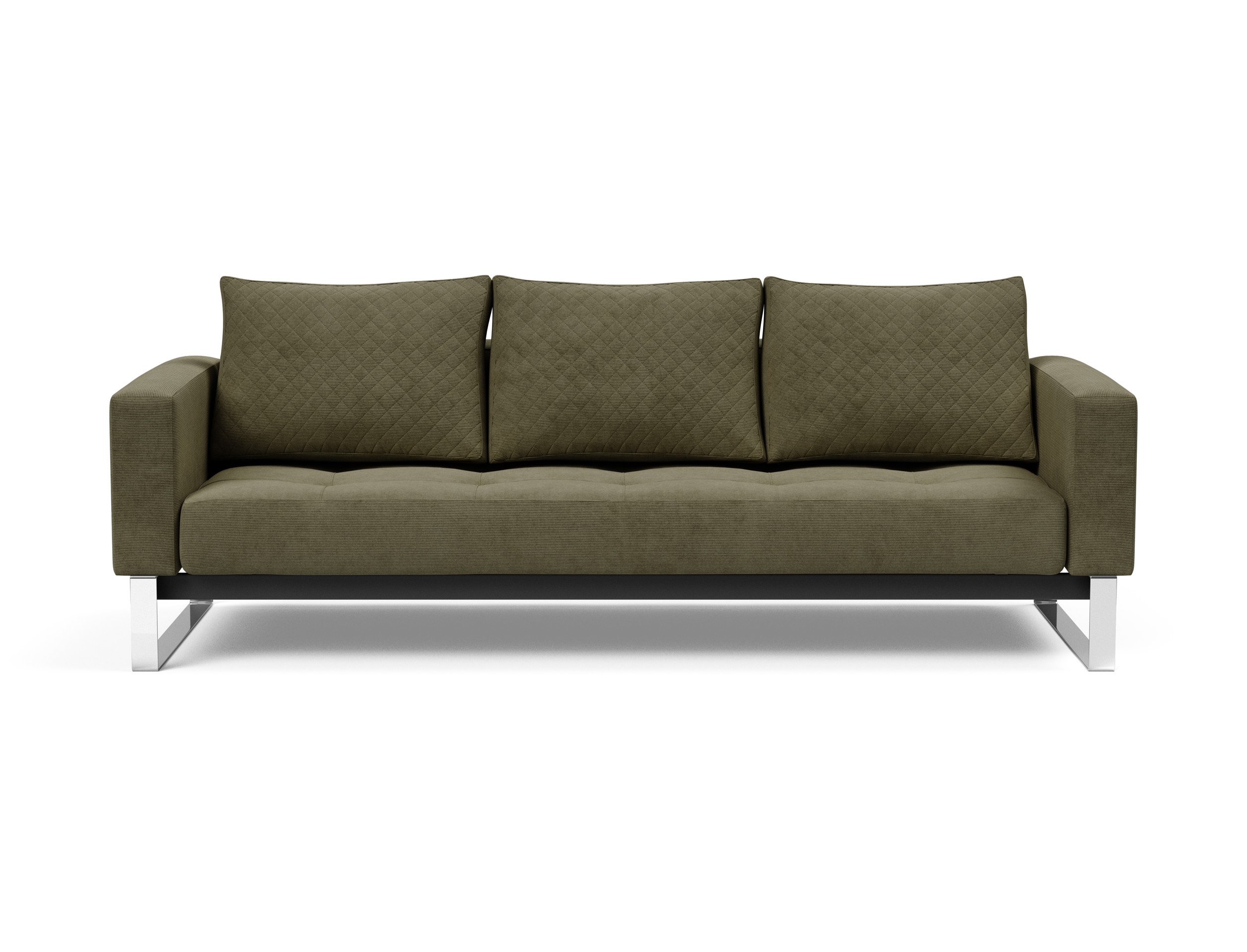 Cassius Quilt Fabric Sofa Bed w/Chrome Legs