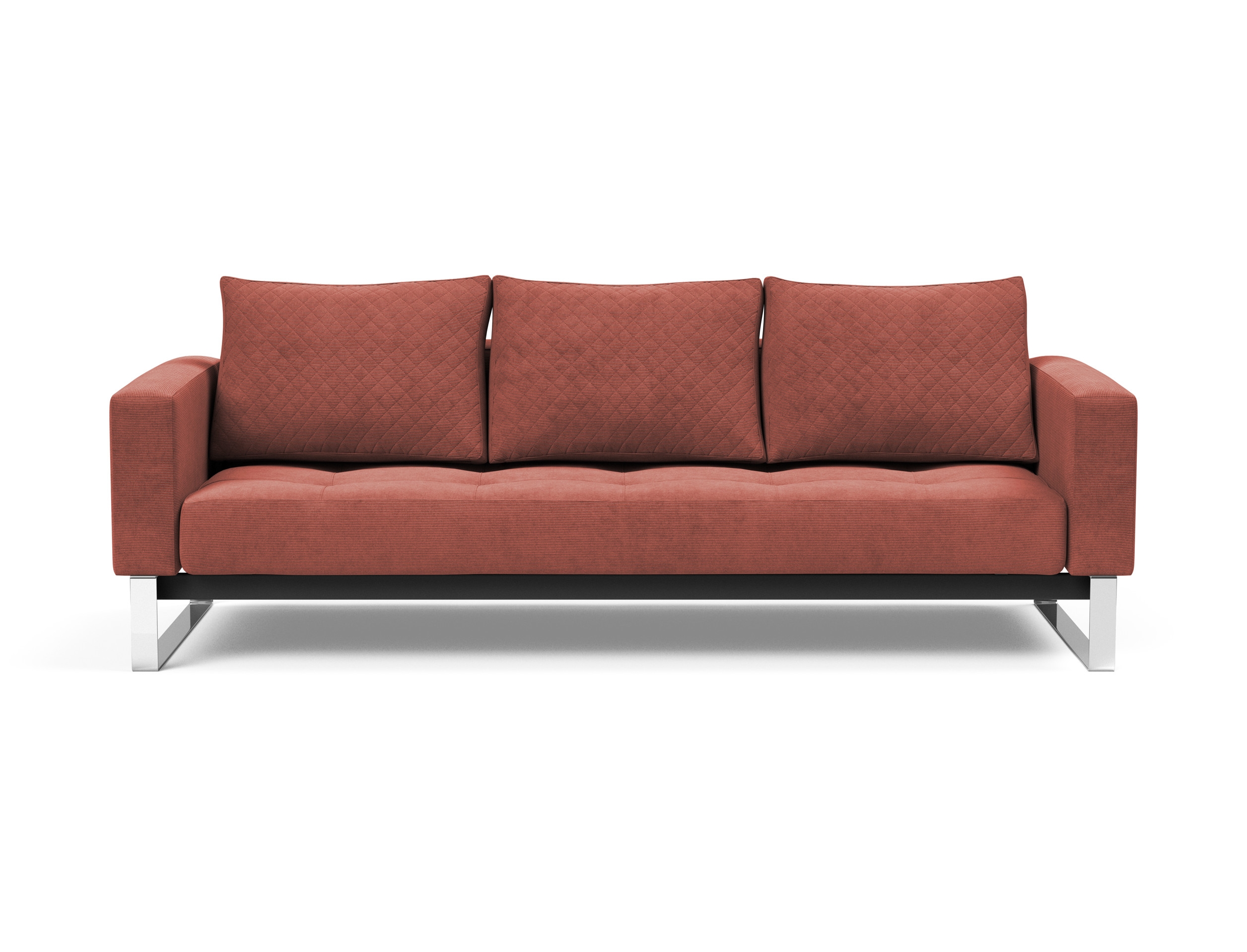 Cassius Quilt Fabric Sofa Bed w/Chrome Legs