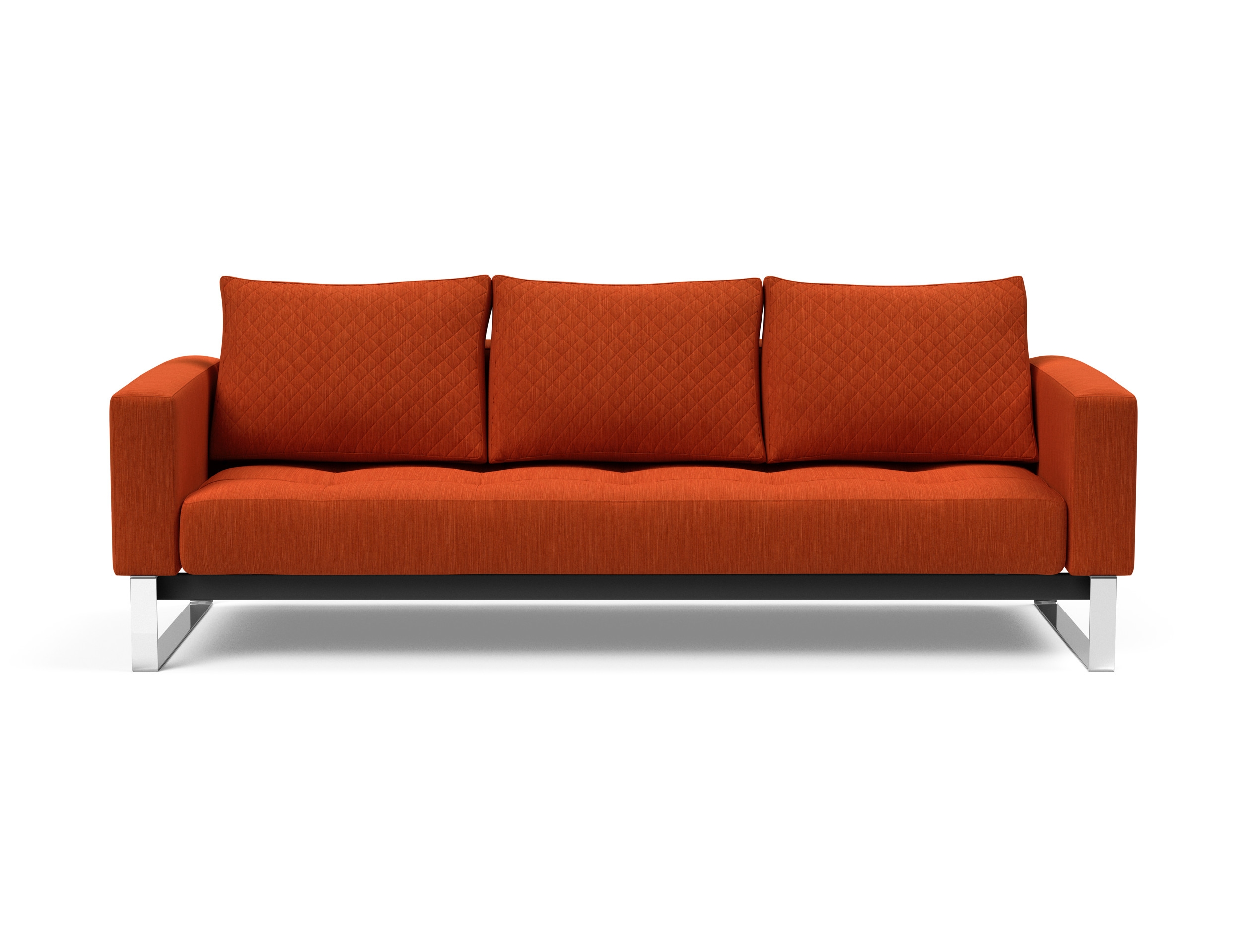 Cassius Quilt Fabric Sofa Bed w/Chrome Legs