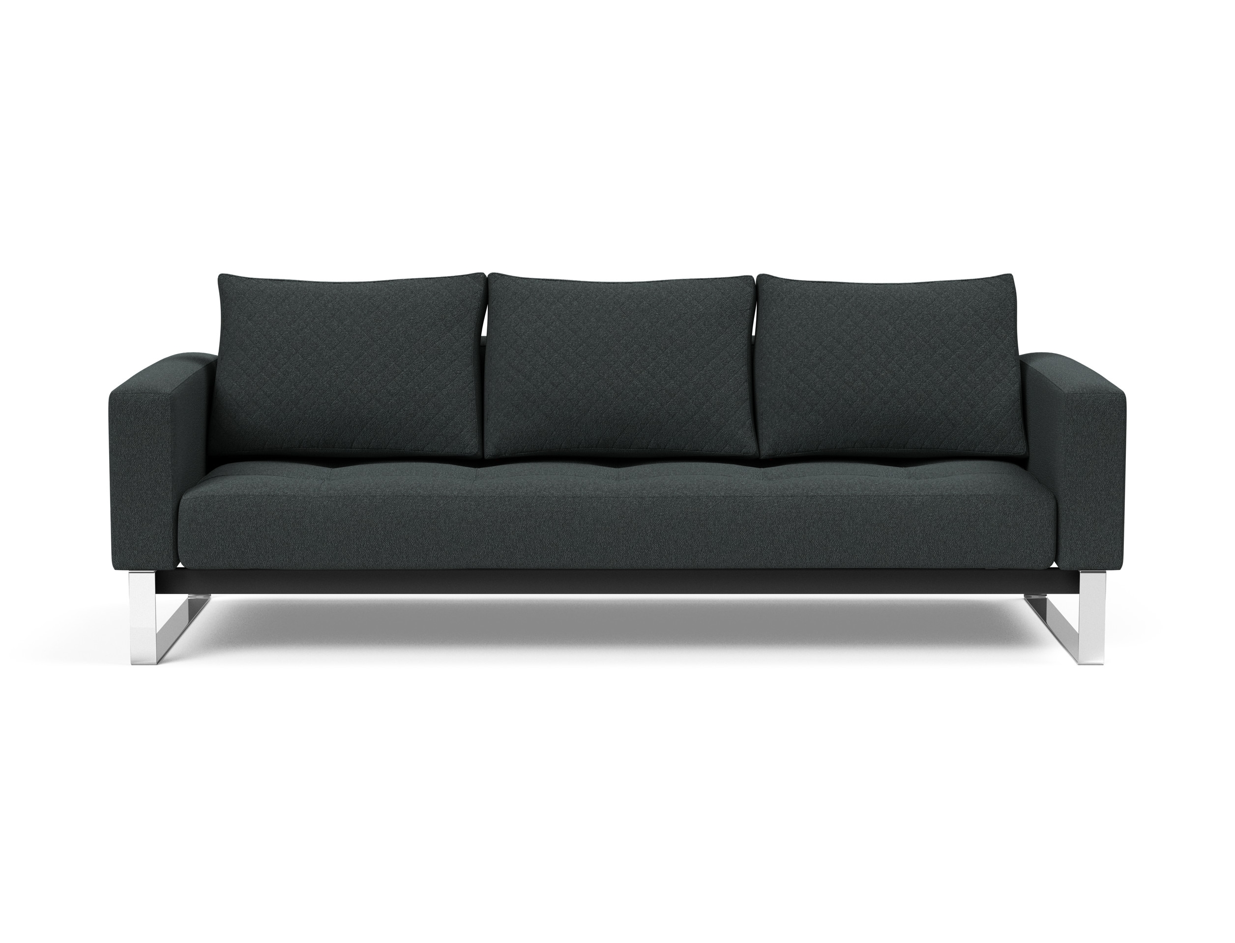 Cassius Quilt Fabric Sofa Bed w/Chrome Legs