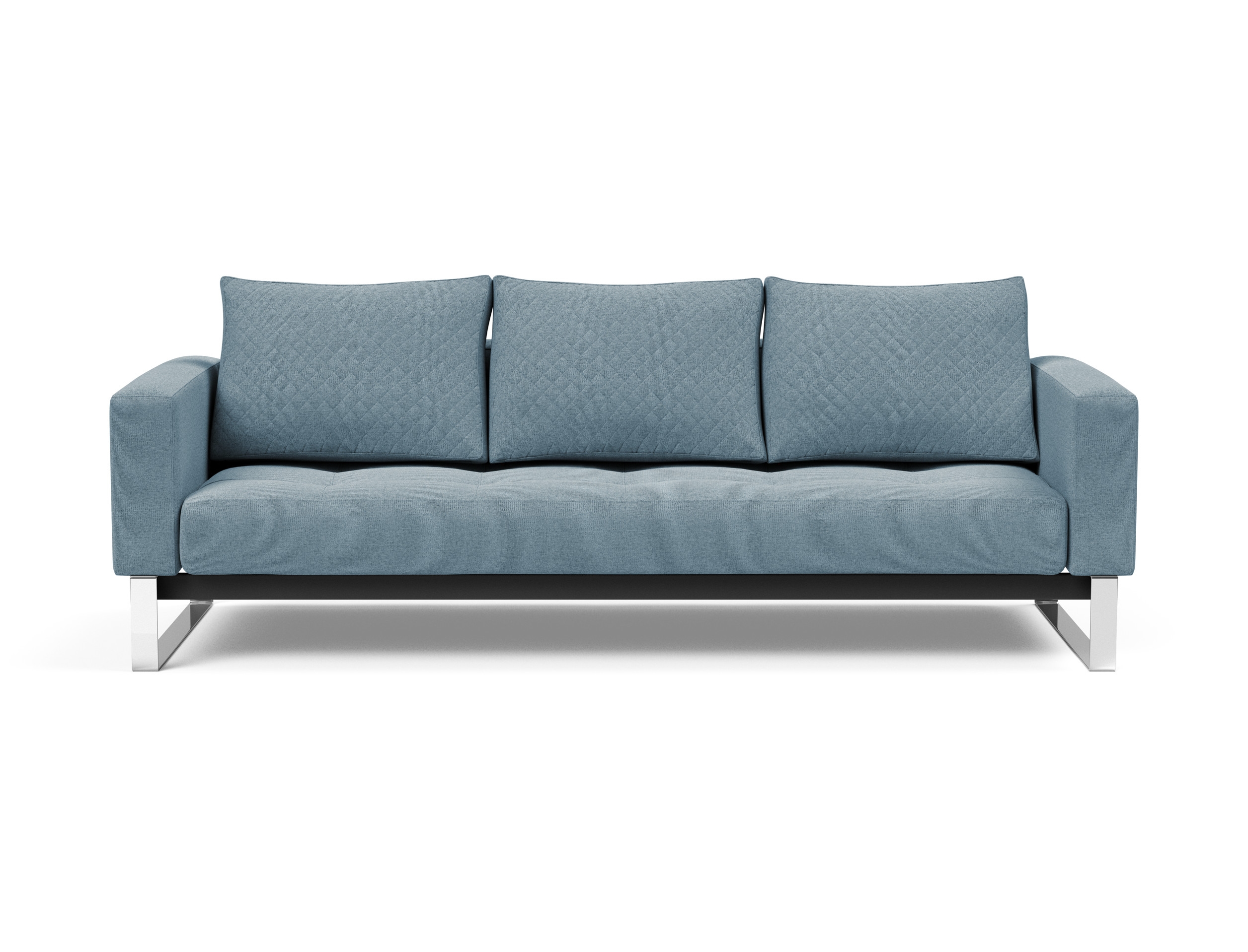 Cassius Quilt Fabric Sofa Bed w/Chrome Legs