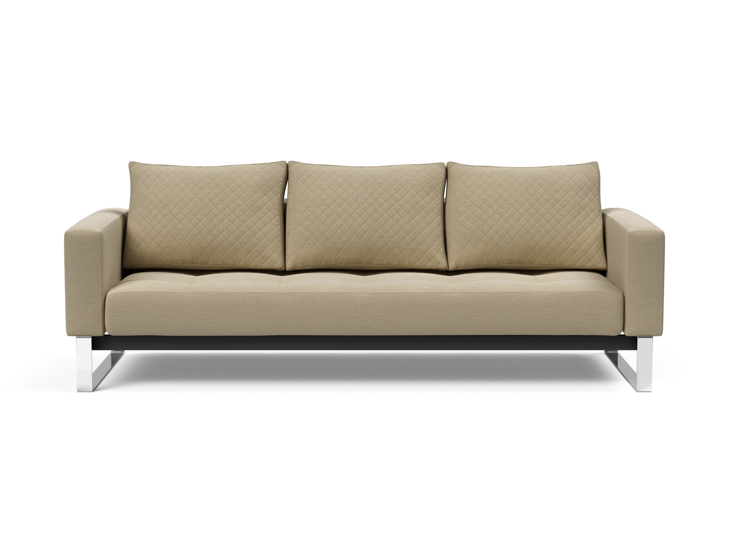 Cassius Quilt Fabric Sofa Bed w/Chrome Legs