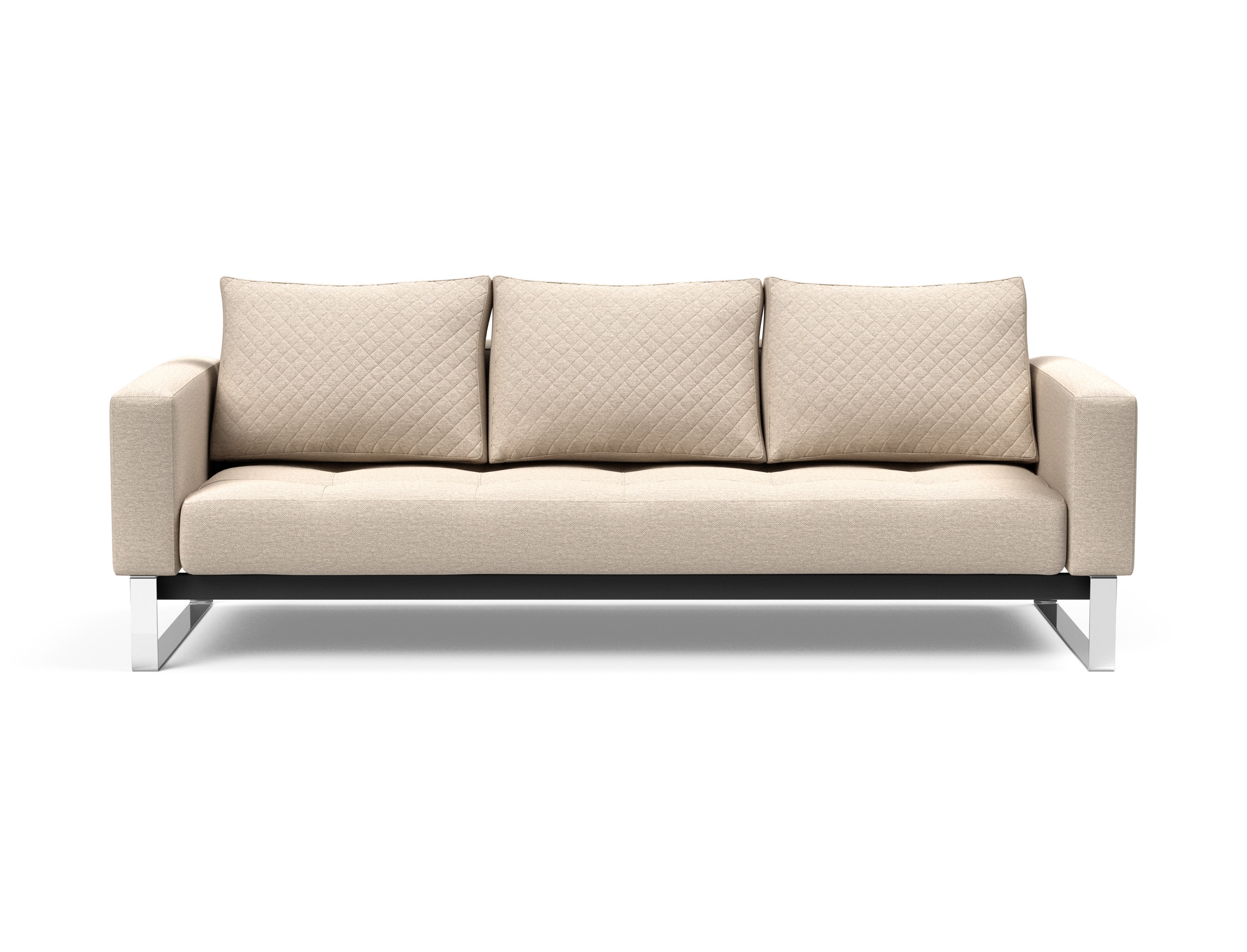 Cassius Quilt Fabric Sofa Bed w/Chrome Legs