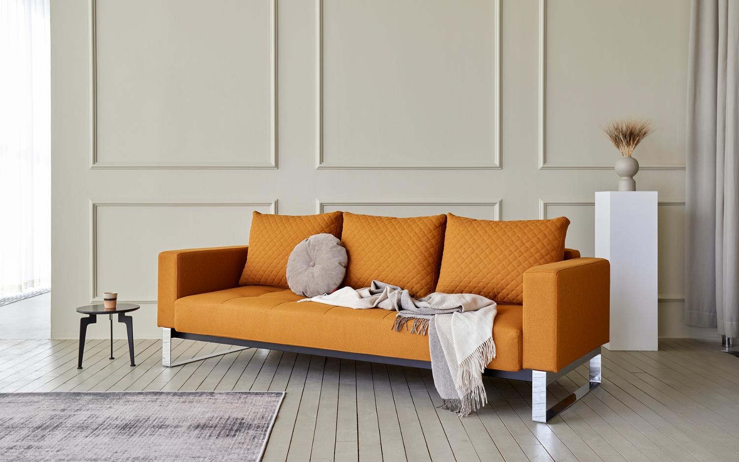 Cassius Quilt Fabric Sofa Bed w/Chrome Legs