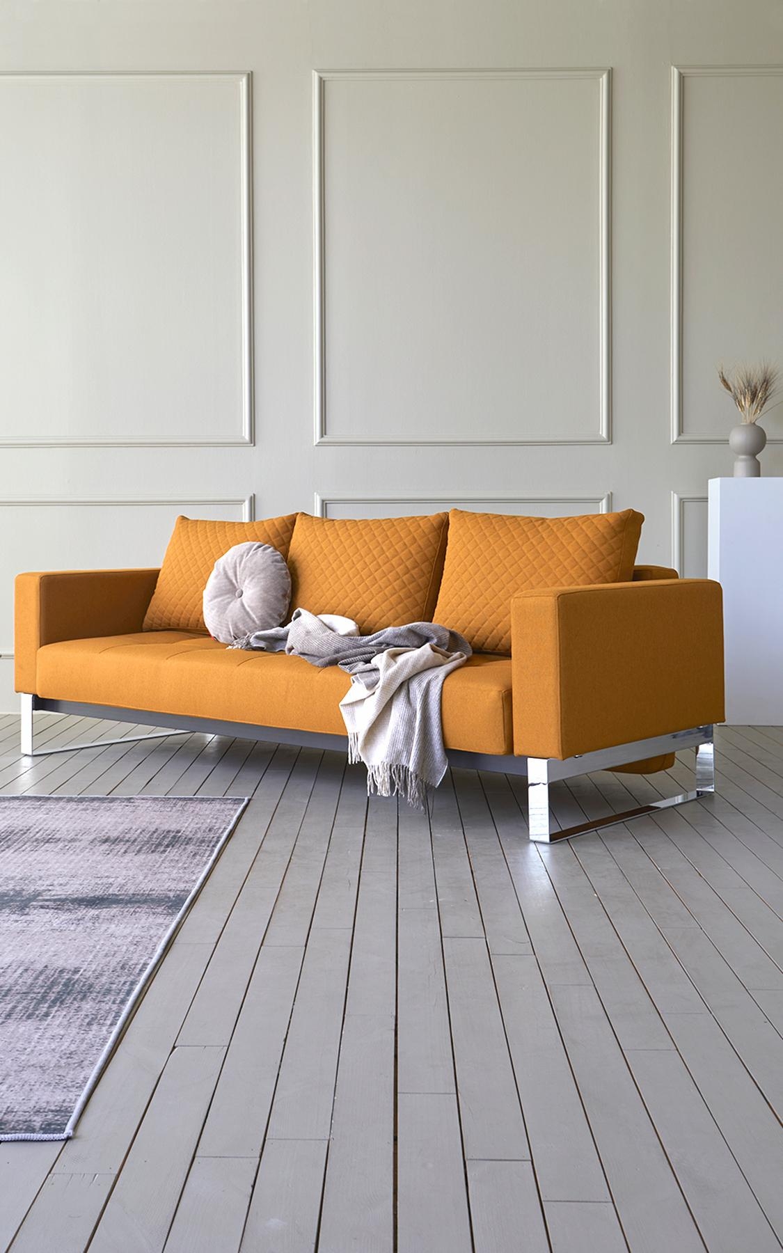 Cassius Quilt Fabric Sofa Bed w/Chrome Legs