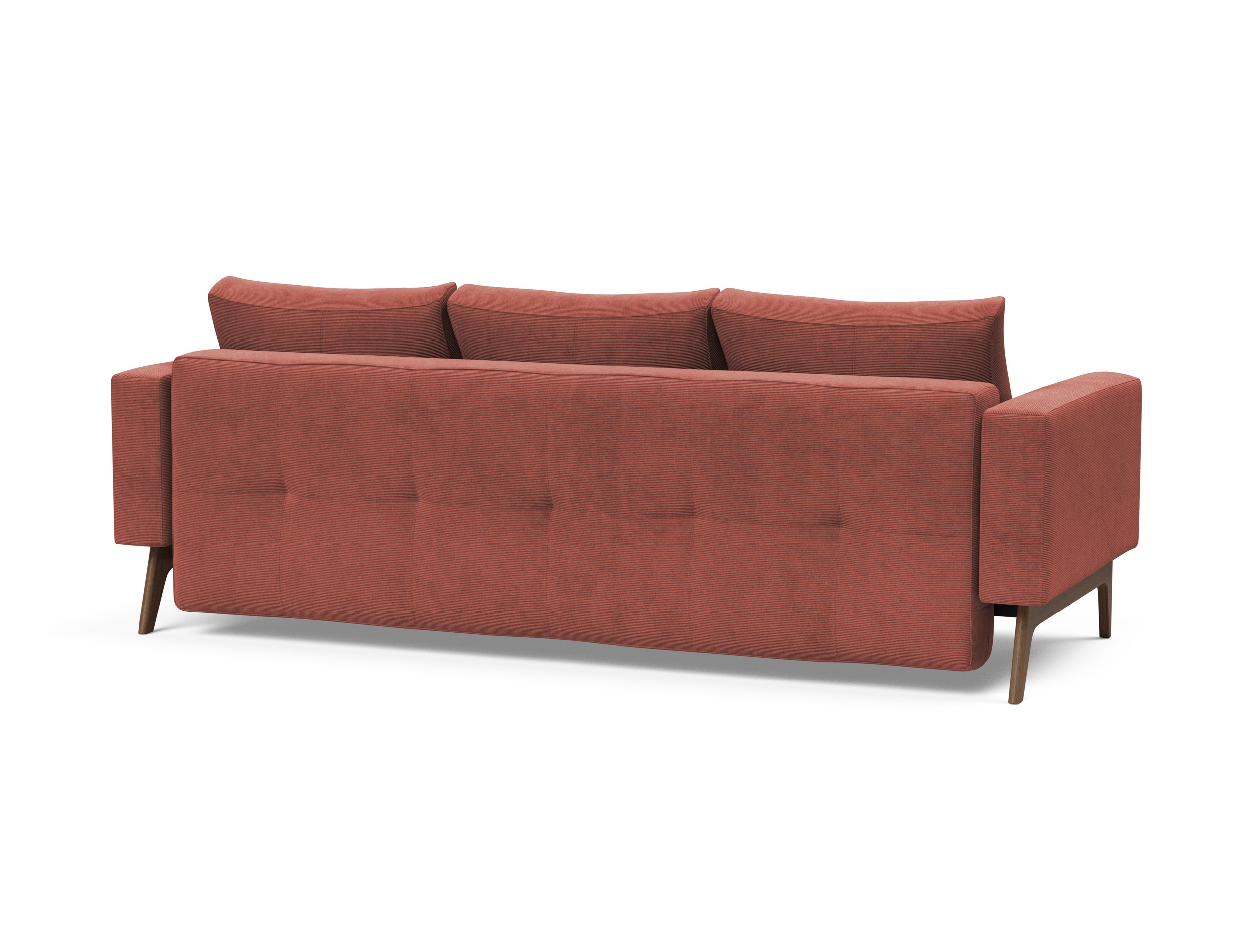 Cassius Quilt Fabric Sofa Bed w/Dark Wood Legs