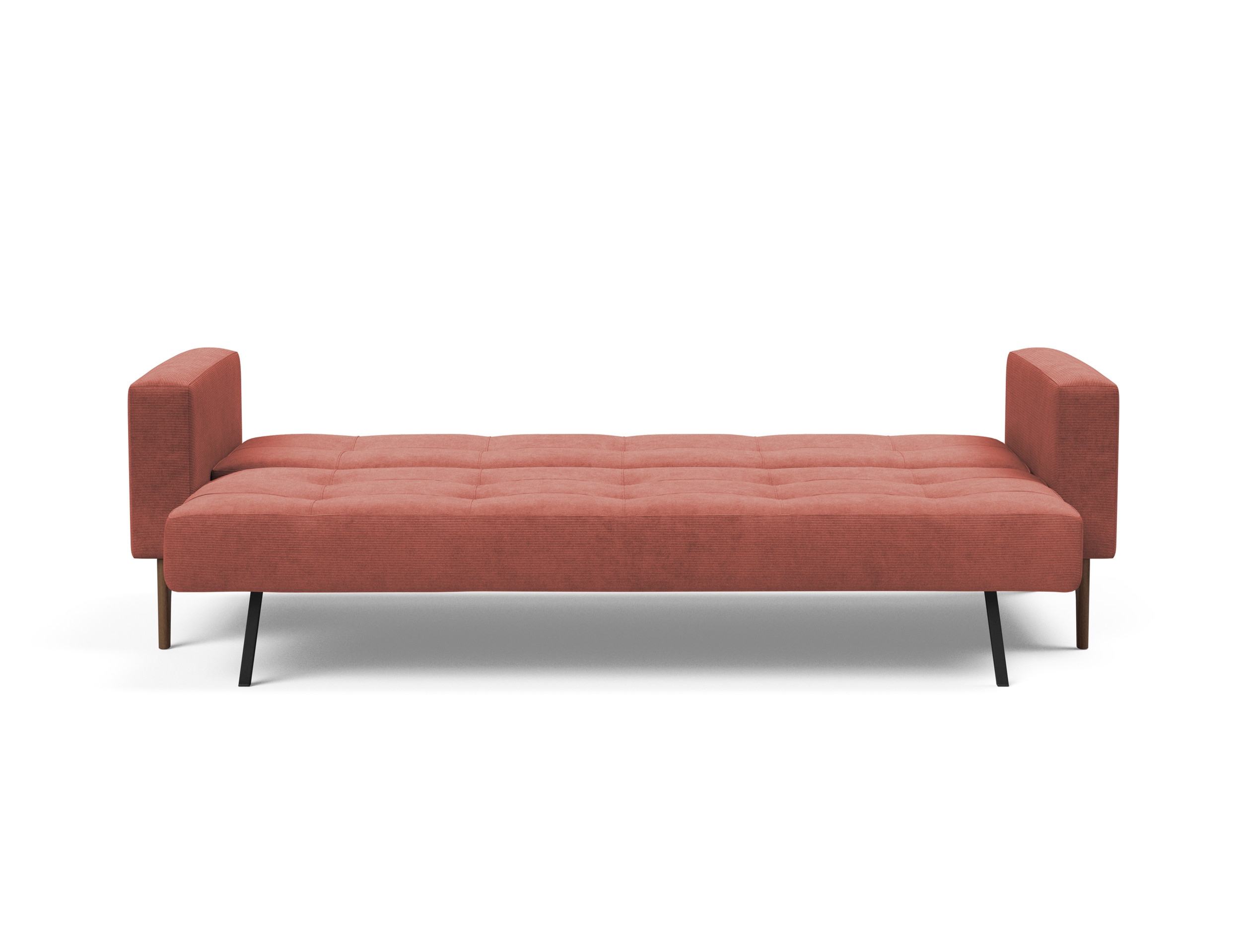 Cassius Quilt Fabric Sofa Bed w/Dark Wood Legs