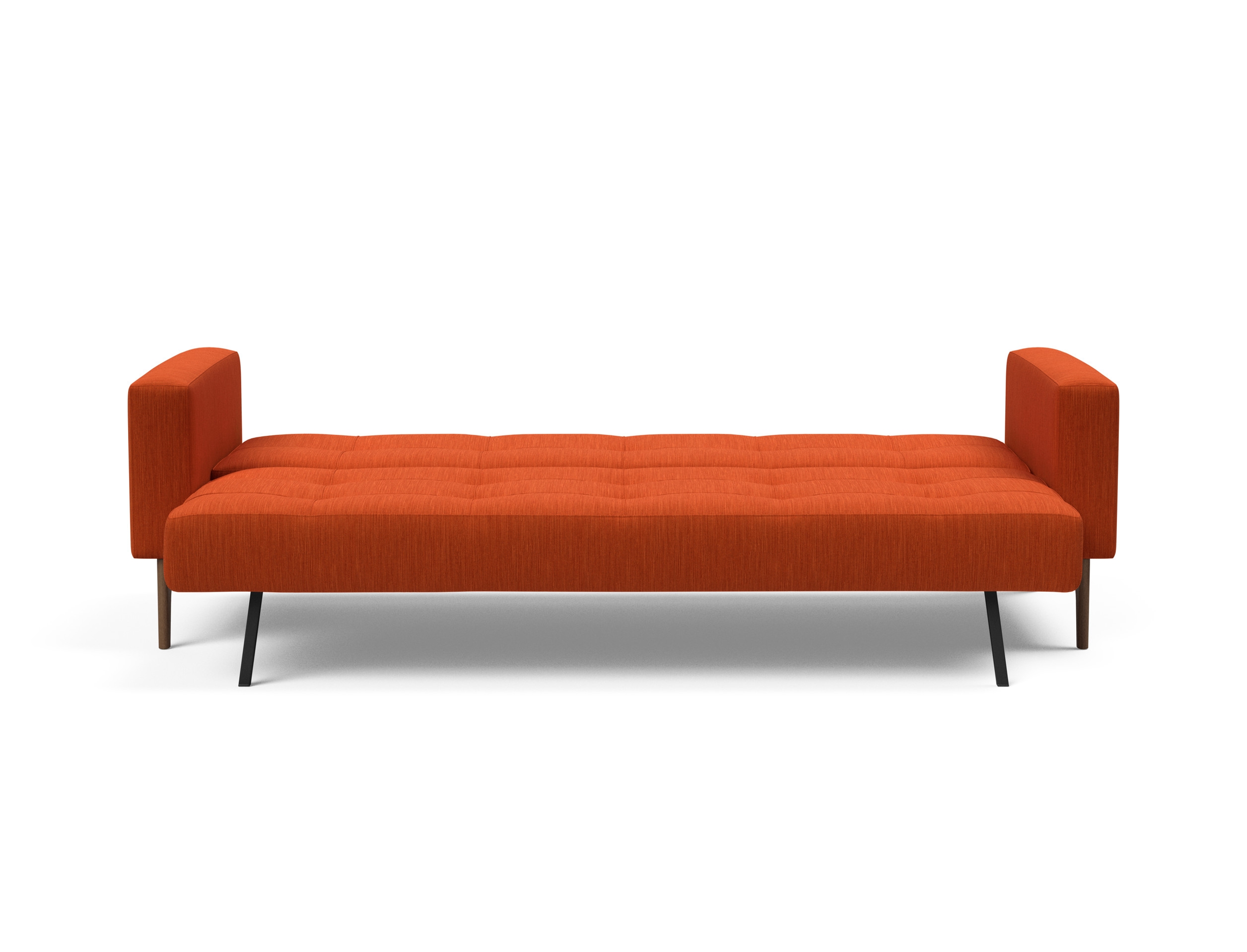 Cassius Quilt Fabric Sofa Bed w/Dark Wood Legs