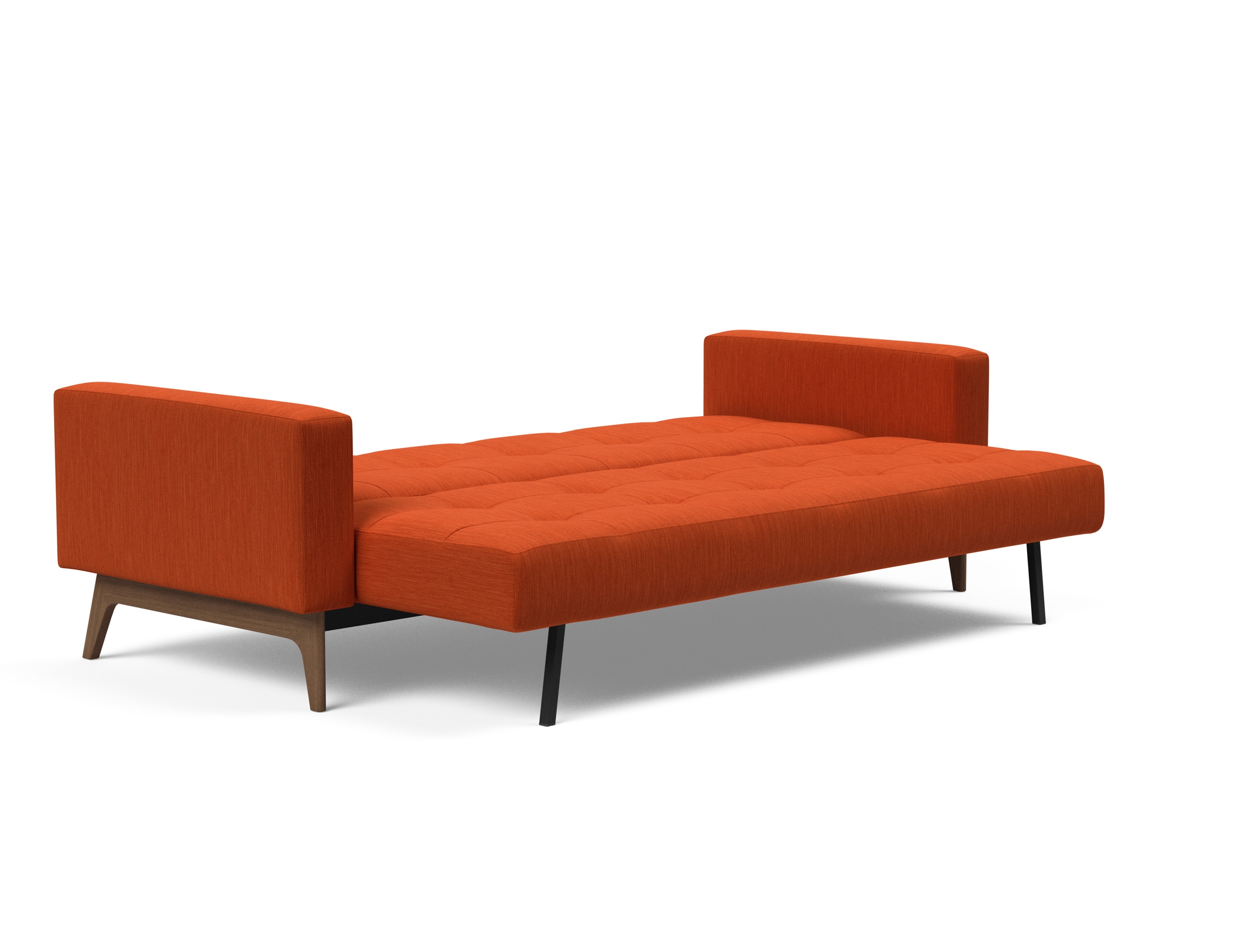 Cassius Quilt Fabric Sofa Bed w/Dark Wood Legs