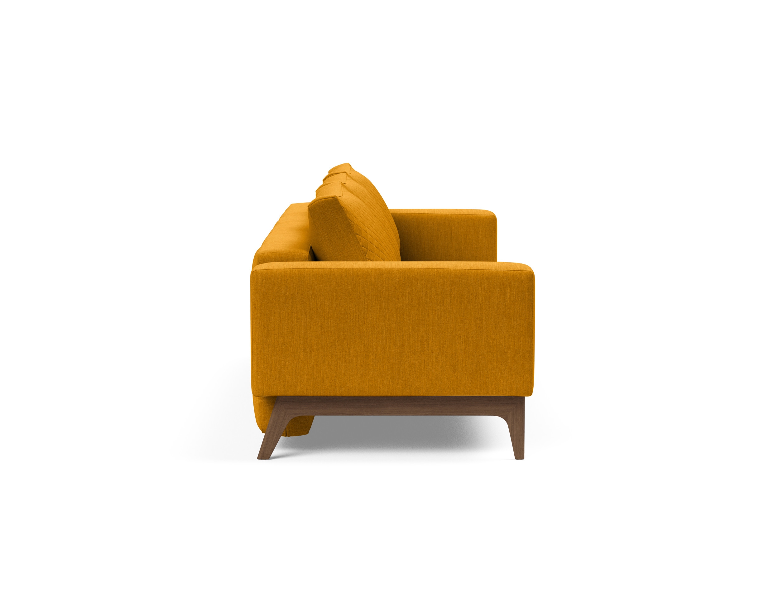 Cassius Quilt Fabric Sofa Bed w/Dark Wood Legs