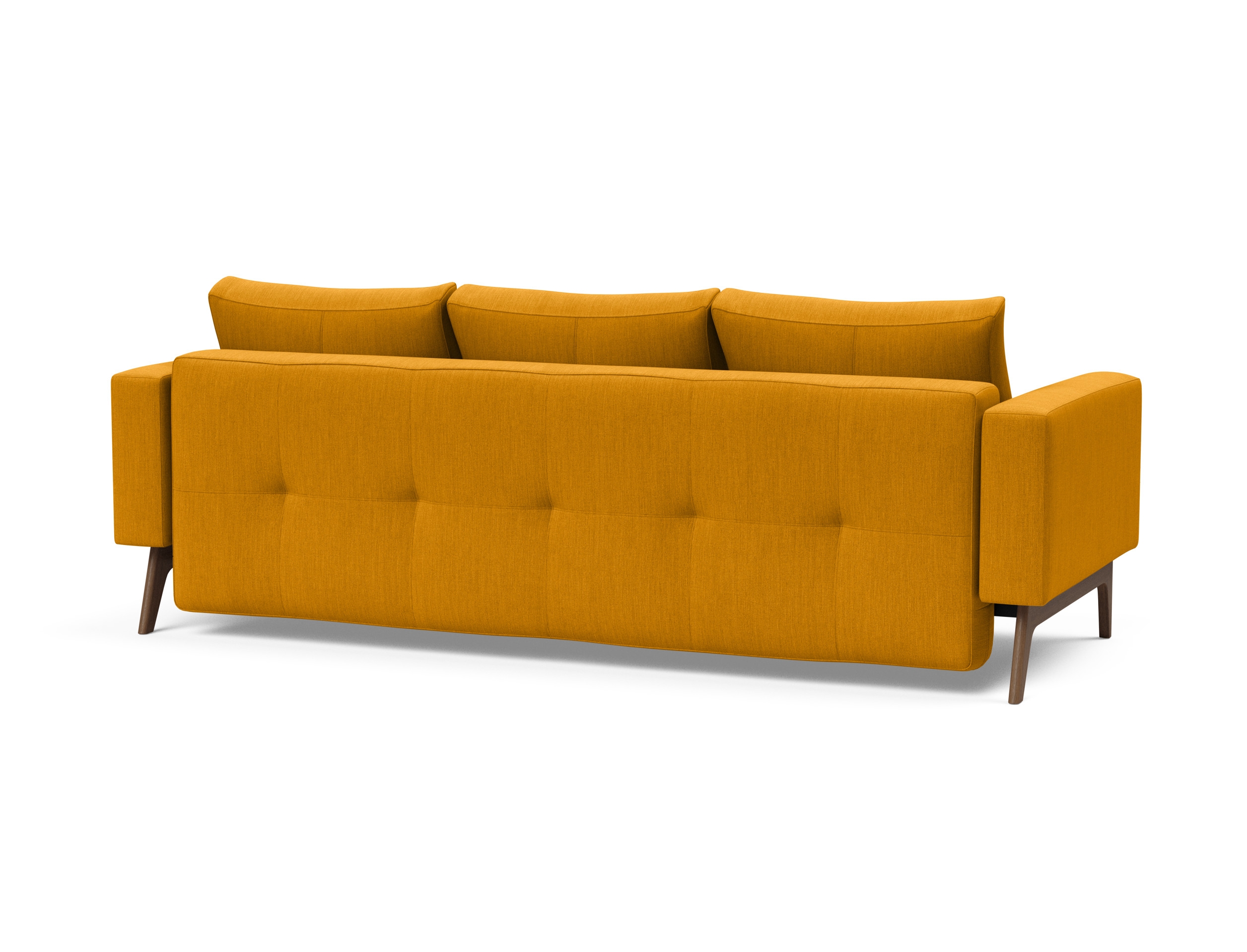 Cassius Quilt Fabric Sofa Bed w/Dark Wood Legs