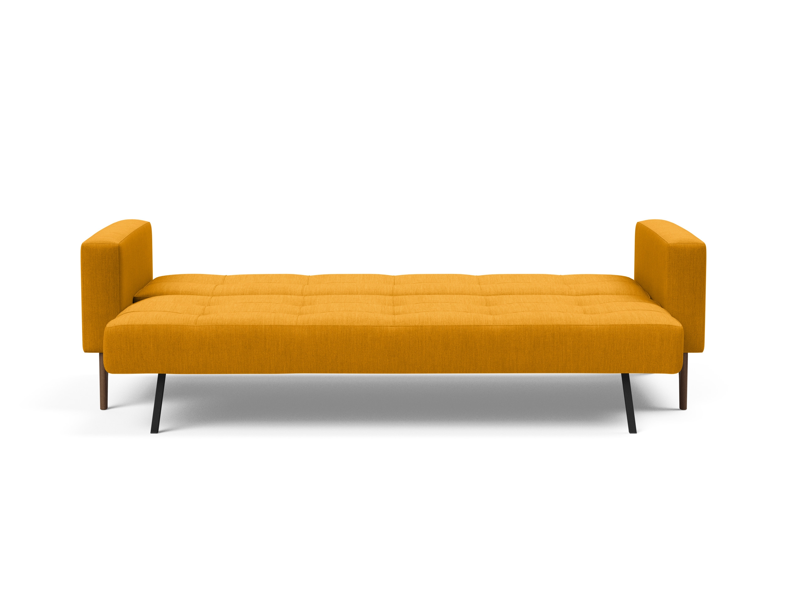 Cassius Quilt Fabric Sofa Bed w/Dark Wood Legs