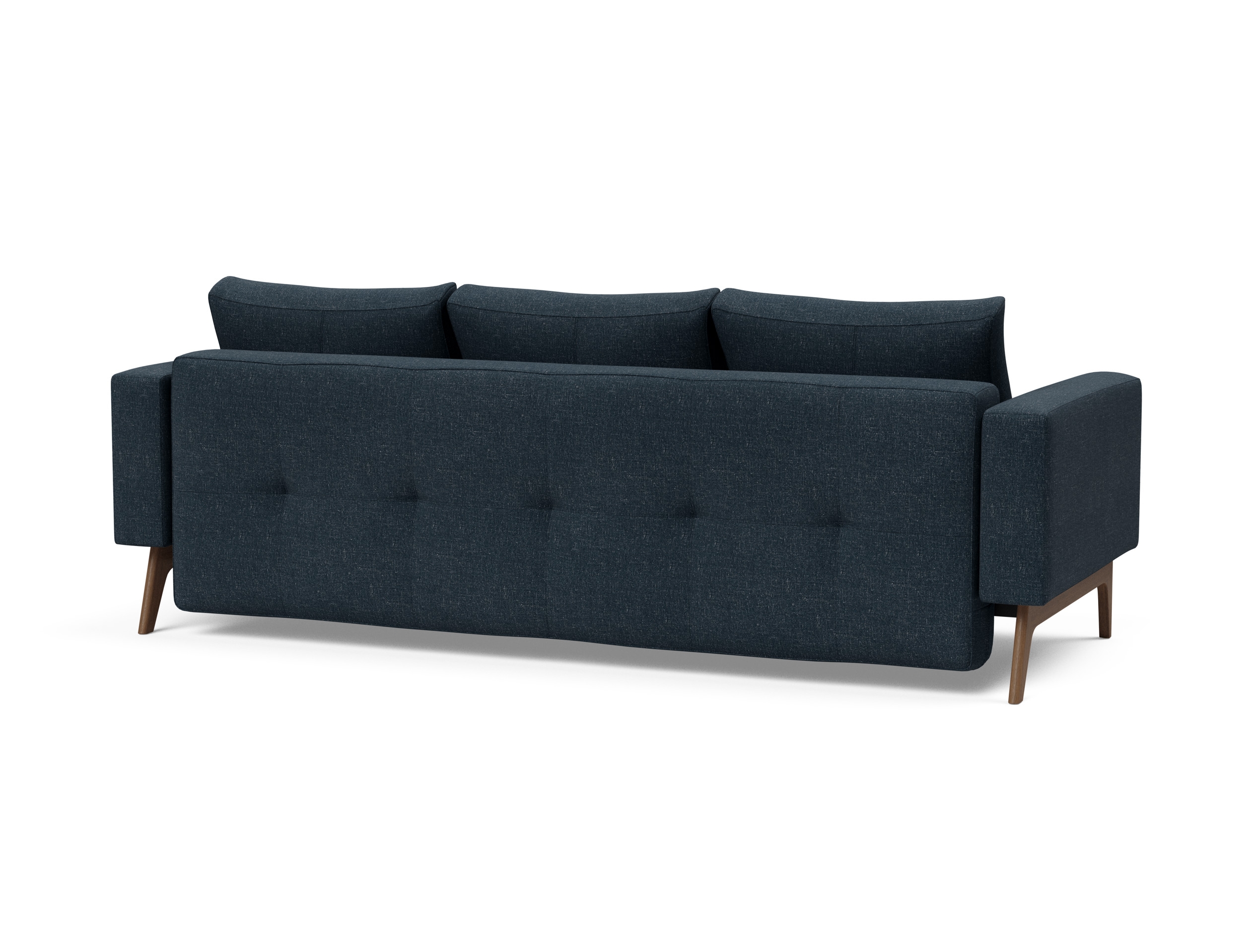 Cassius Quilt Fabric Sofa Bed w/Dark Wood Legs