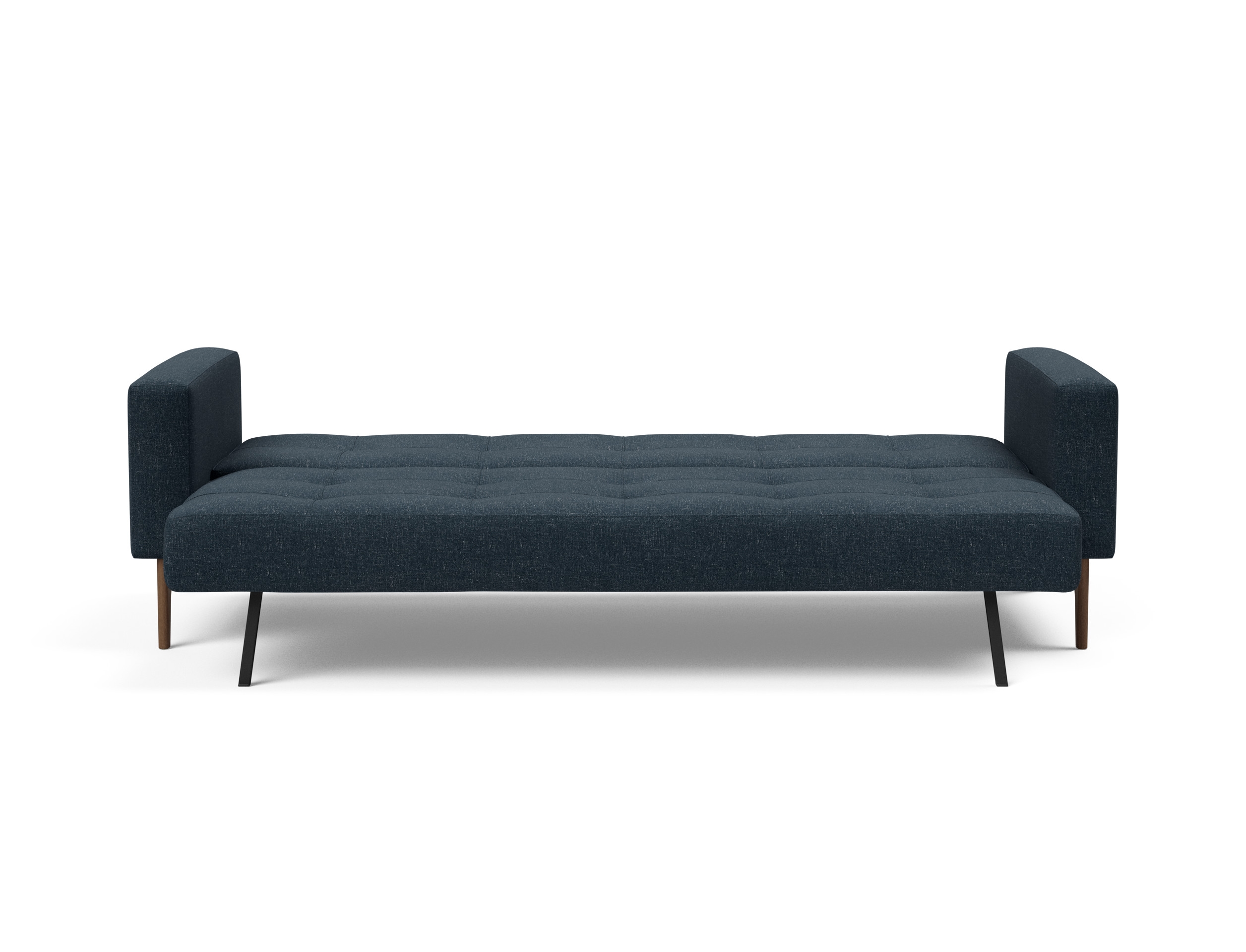 Cassius Quilt Fabric Sofa Bed w/Dark Wood Legs